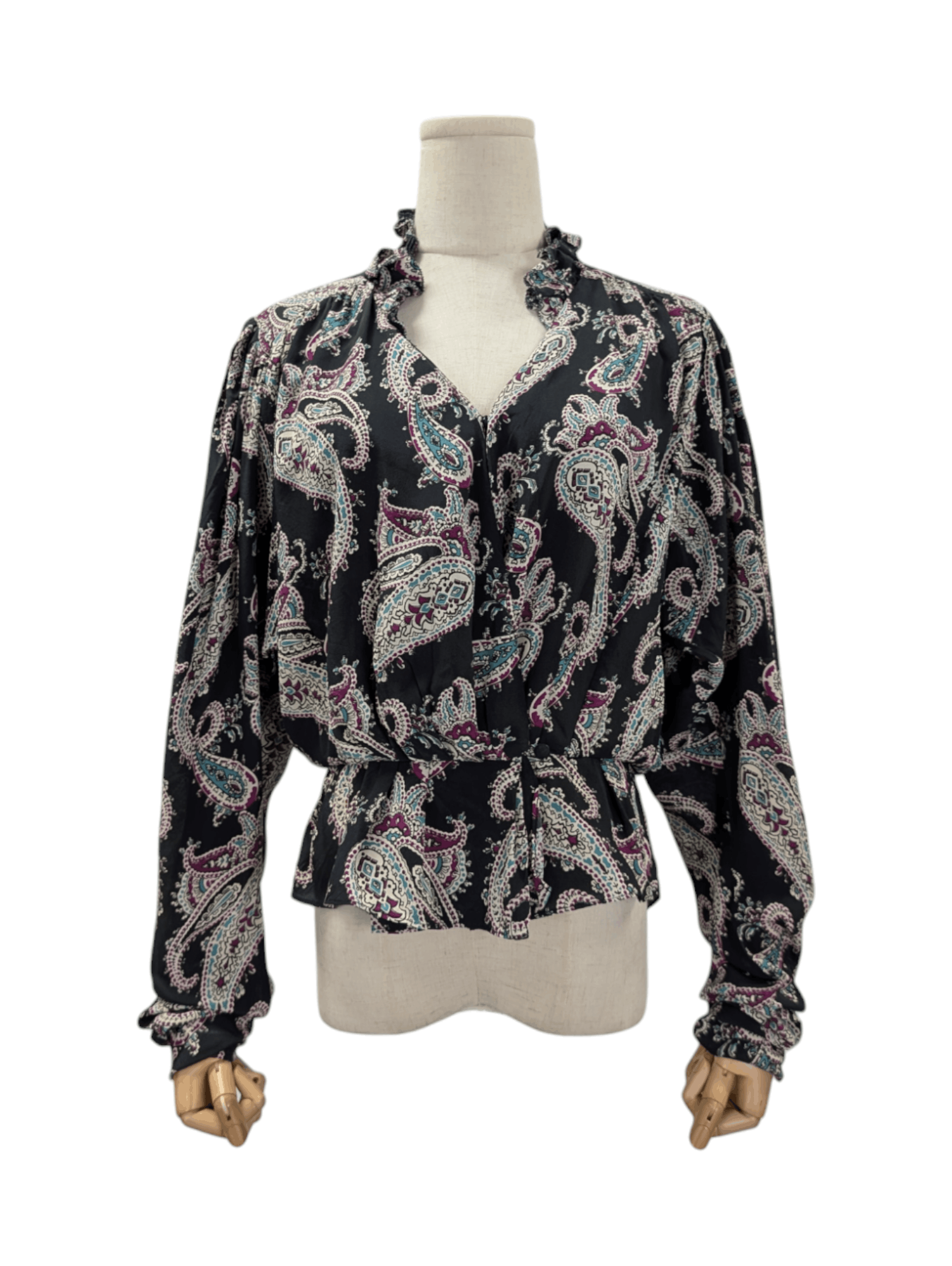 Isabel Marant Isabel Marant Black Silk Paisley Print Blouse Size XS / US 0-2 / IT 36-38 - 1 Thumbnail