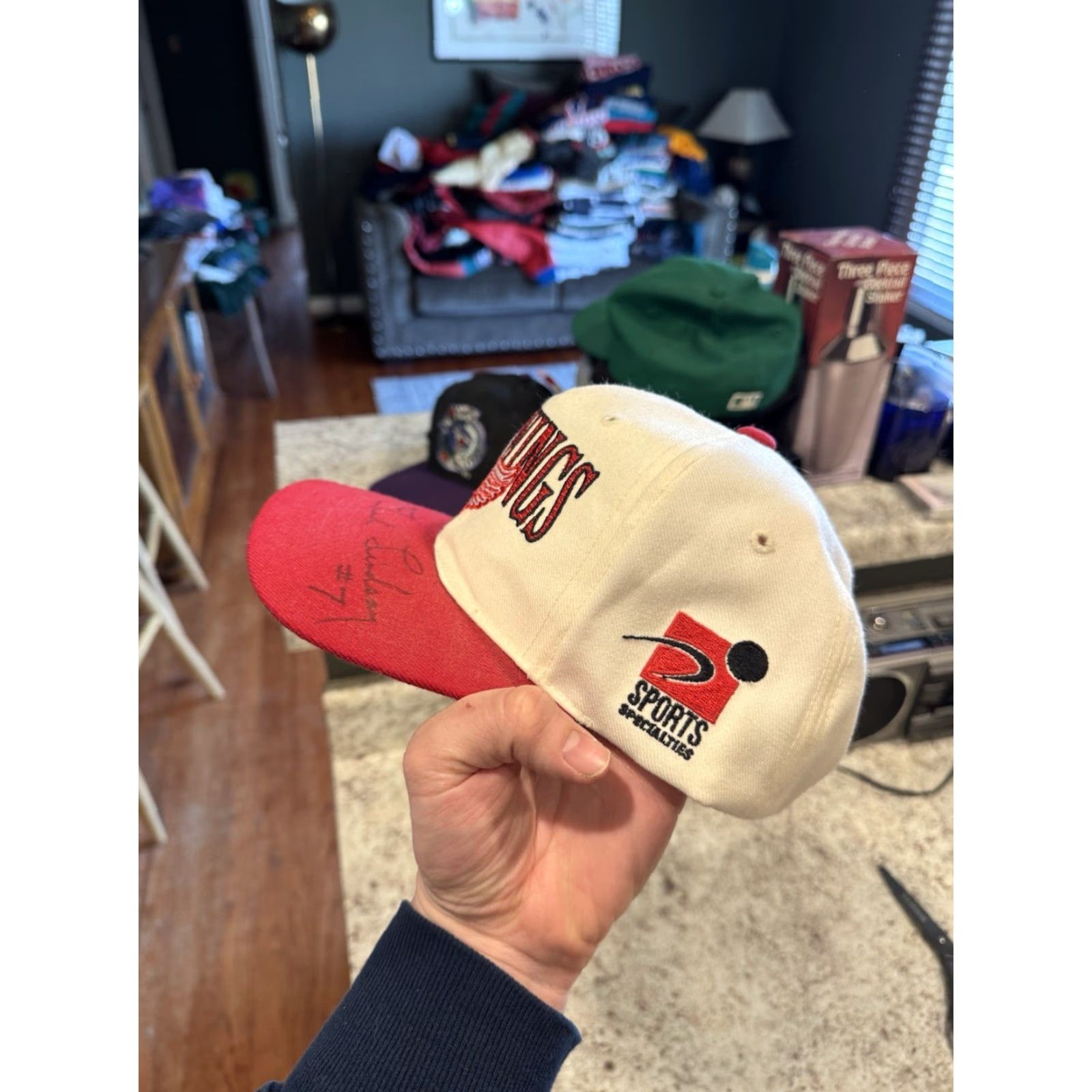 Sports Specialties VINTAGE 90s Detroit Red Wings Sports Specialties Laser SnapBack Hat Cap Signed Mens One Size White Adjustable Cap Size ONE SIZE - 5 Thumbnail