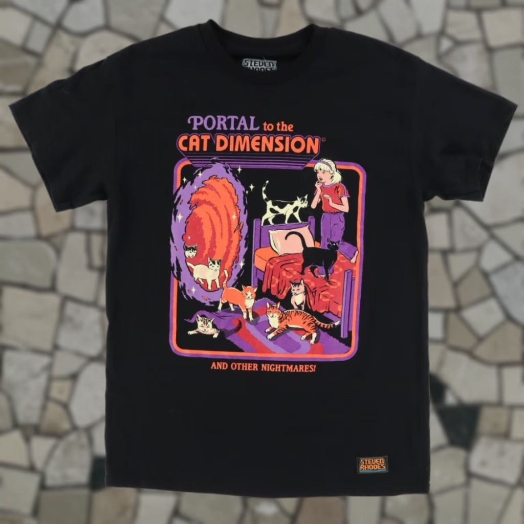 Vintage Steven Rhodes Cat Dimension Solid T-Shirt Black Men's M Shirt Men M Cat Dimension Black Steven Rhodes Size US M / EU 48-50 / 2 - 1 Thumbnail