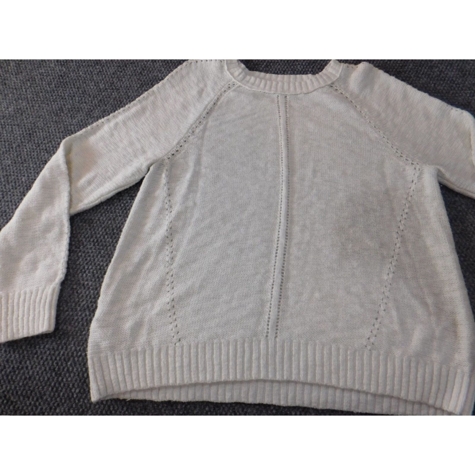 Loft LOFT White Crewneck Pullover Sweater XL Women Knit Acrylic Cotton Modern Rib Knit Casual Pullover Size XL / US 12-14 / IT 48-50 - 3 Thumbnail