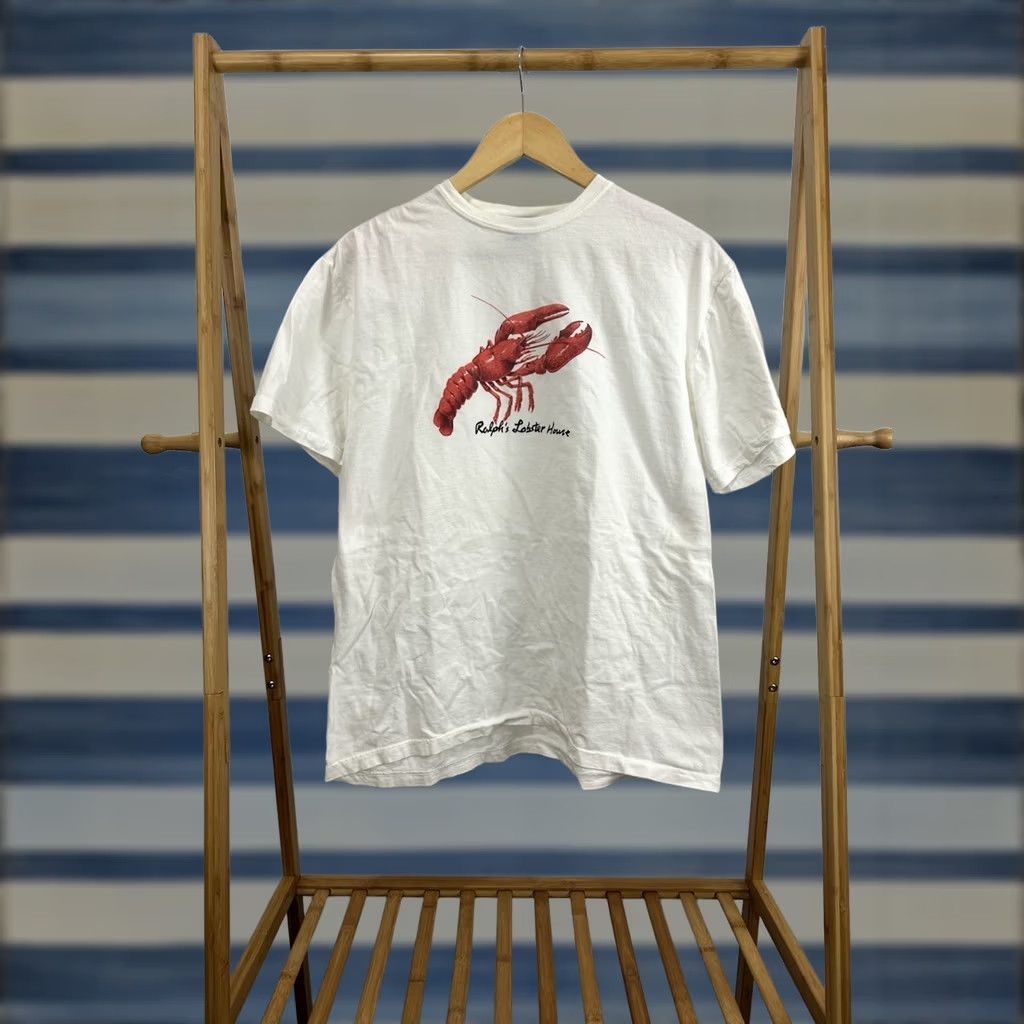 Polo Ralph Lauren VTG 90s Polo Ralph Lauren Lobster House Short Sleeve T-Shirt M White Mens Polo Ralph Lauren Shirt Veg? Size US M / EU 48-50 / 2 - 1 Thumbnail