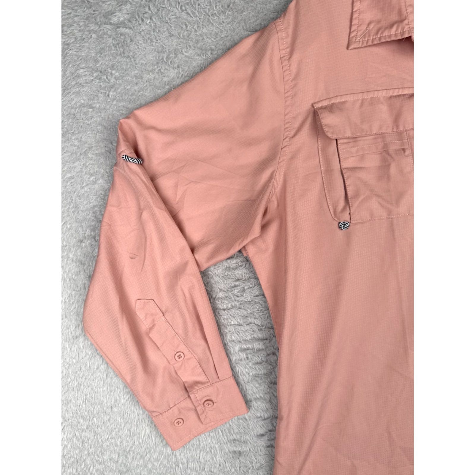 Pinko Shirt Women Extra Large Pink Button Up Vented Fish Angler Long Sleeve Pockets Size XL / US 12-14 / IT 48-50 - 3 Thumbnail