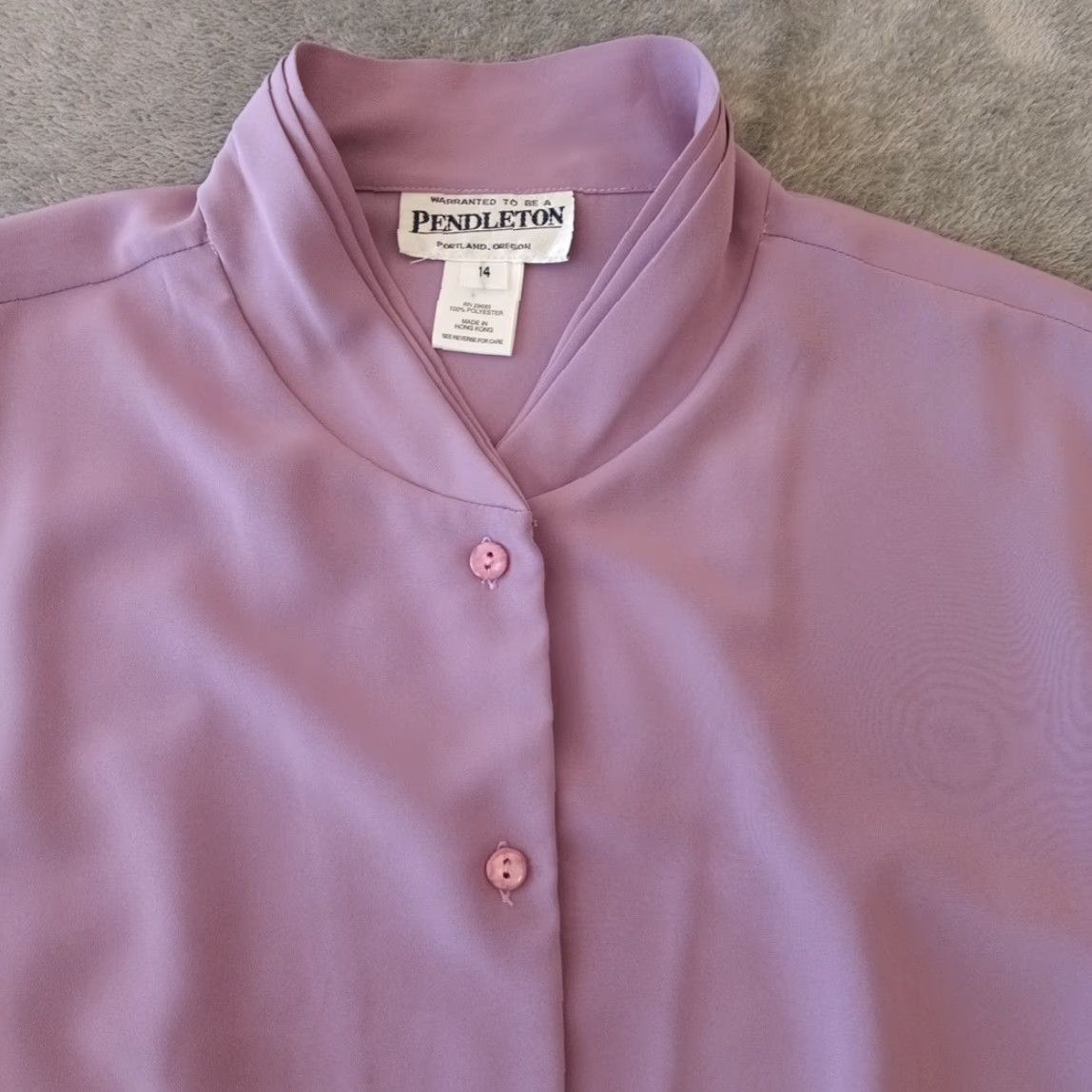 Pendleton Pendleton Shirt Womens Regular Size 14 Purple Polyester Long Sleeve Button-Up, Basic, Solid, Womens, 14, Purple, Pendleton Size XL / US 12-14 / IT 48-50 - 3 Thumbnail