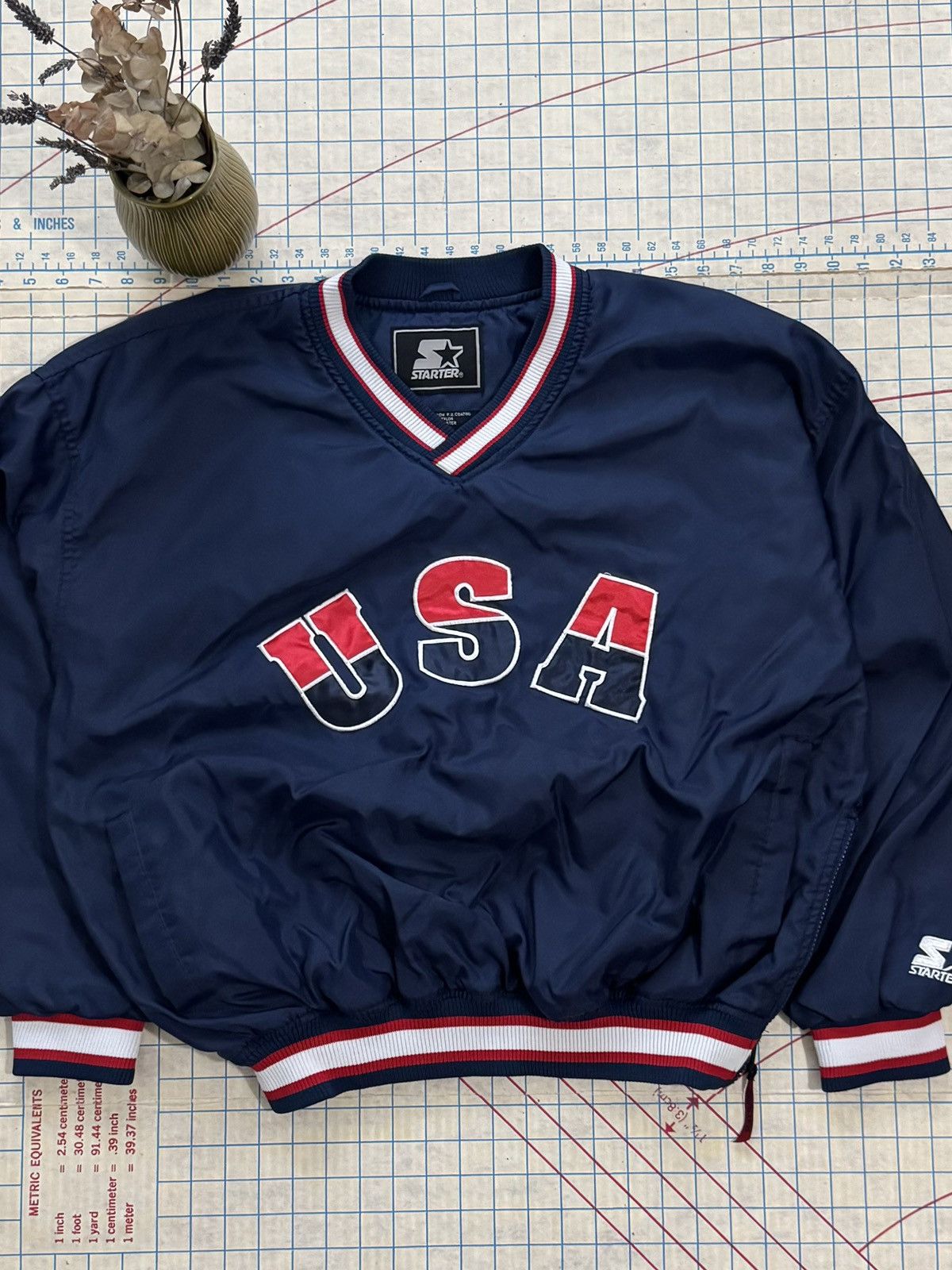 Starter Vintage Starter USA Basketball Pull Over Jacket Size Large Size US L / EU 52-54 / 3 - 2 Thumbnail