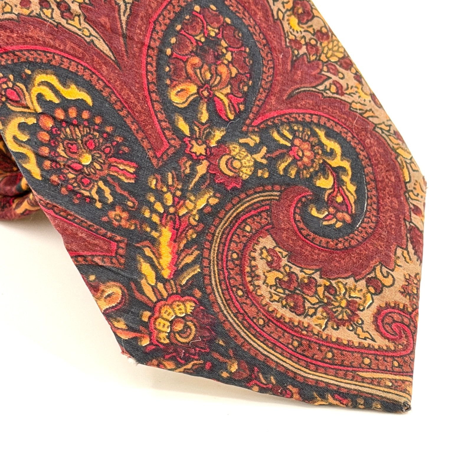 Liberty Vintage 90s Maroon 100% Cotton Paisley Woven Necktie Size ONE SIZE - 2 Thumbnail