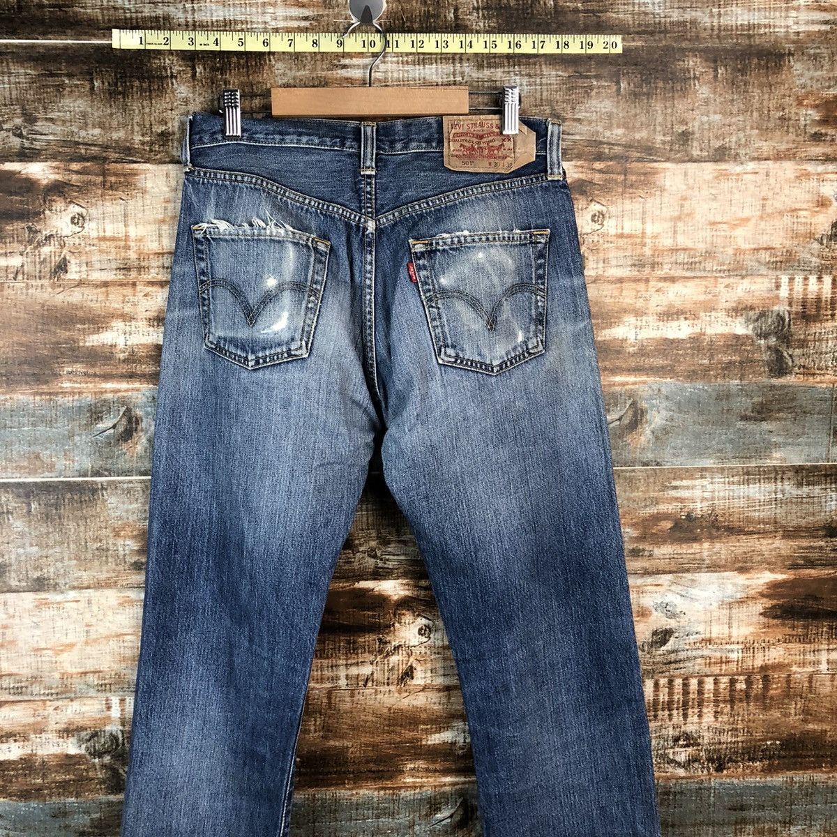 Levi's DLL 501 Levis Blue Distressed Denim Pants #C081 Size US 30 / EU 46 - 16 Thumbnail