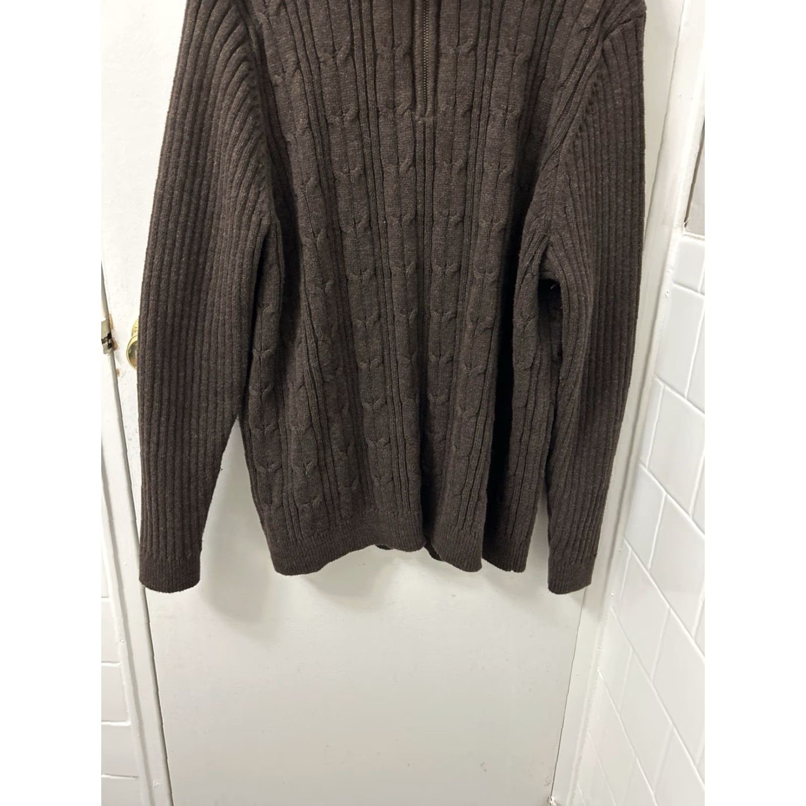 Tommy Bahama Tommy Bahama 1/4 Zip Mens XL Brown Cable-Knit Pullover Sweater Long Sleeve Size US XL / EU 56 / 4 - 3 Thumbnail