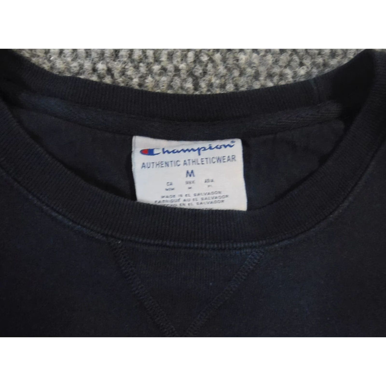 Champion Champion Mens Sweater Crewneck Pullover Medium M Blue Covington Georgia Front Back Discolorations in Good Condition Size US M / EU 48-50 / 2 - 4 Thumbnail