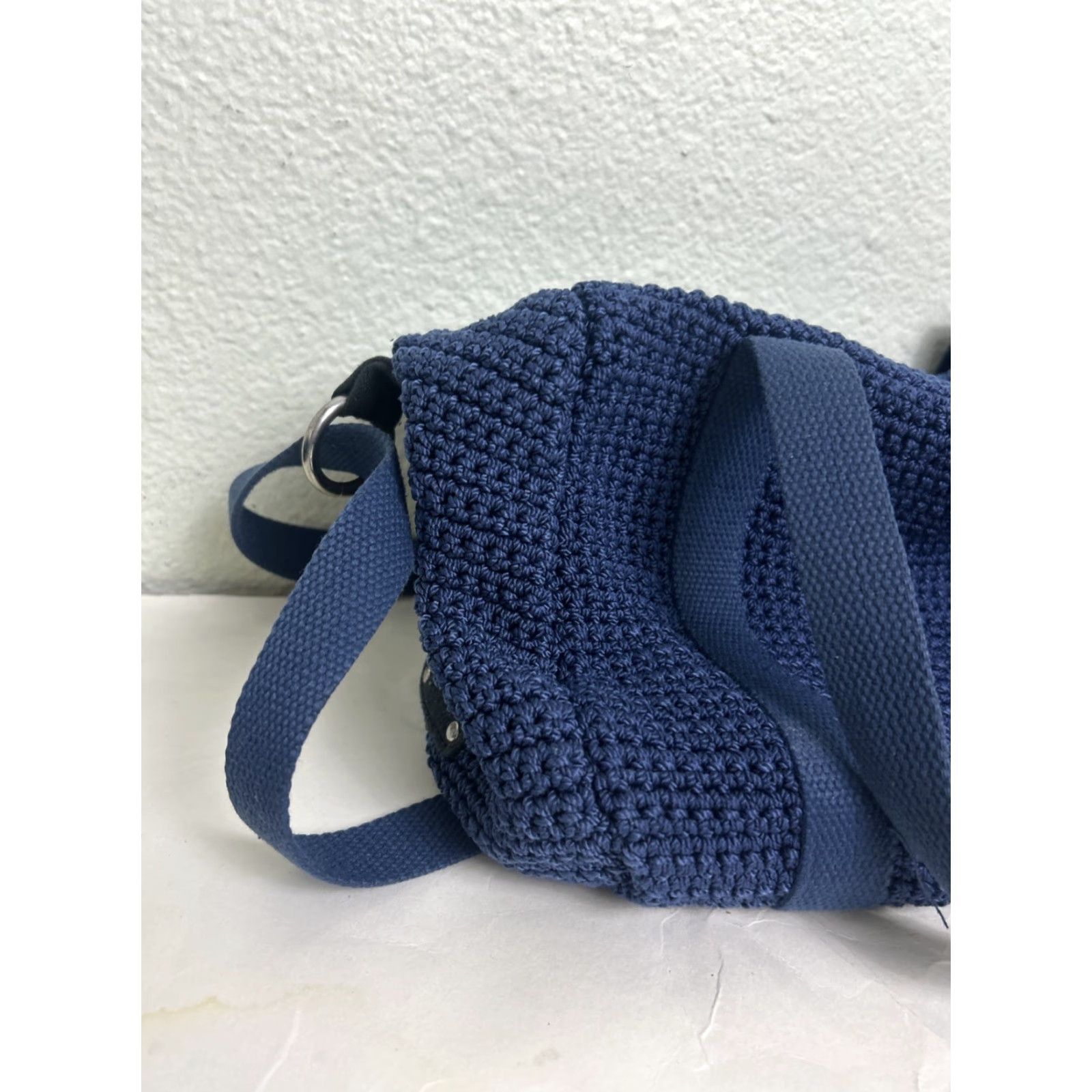 The Sak The Sak Navy Blue Knit Small Duffle Bag Tap Handles Strap Womens Duffle Bag 13x8x8 Cotton Knit Navy Small Size ONE SIZE - 2 Thumbnail