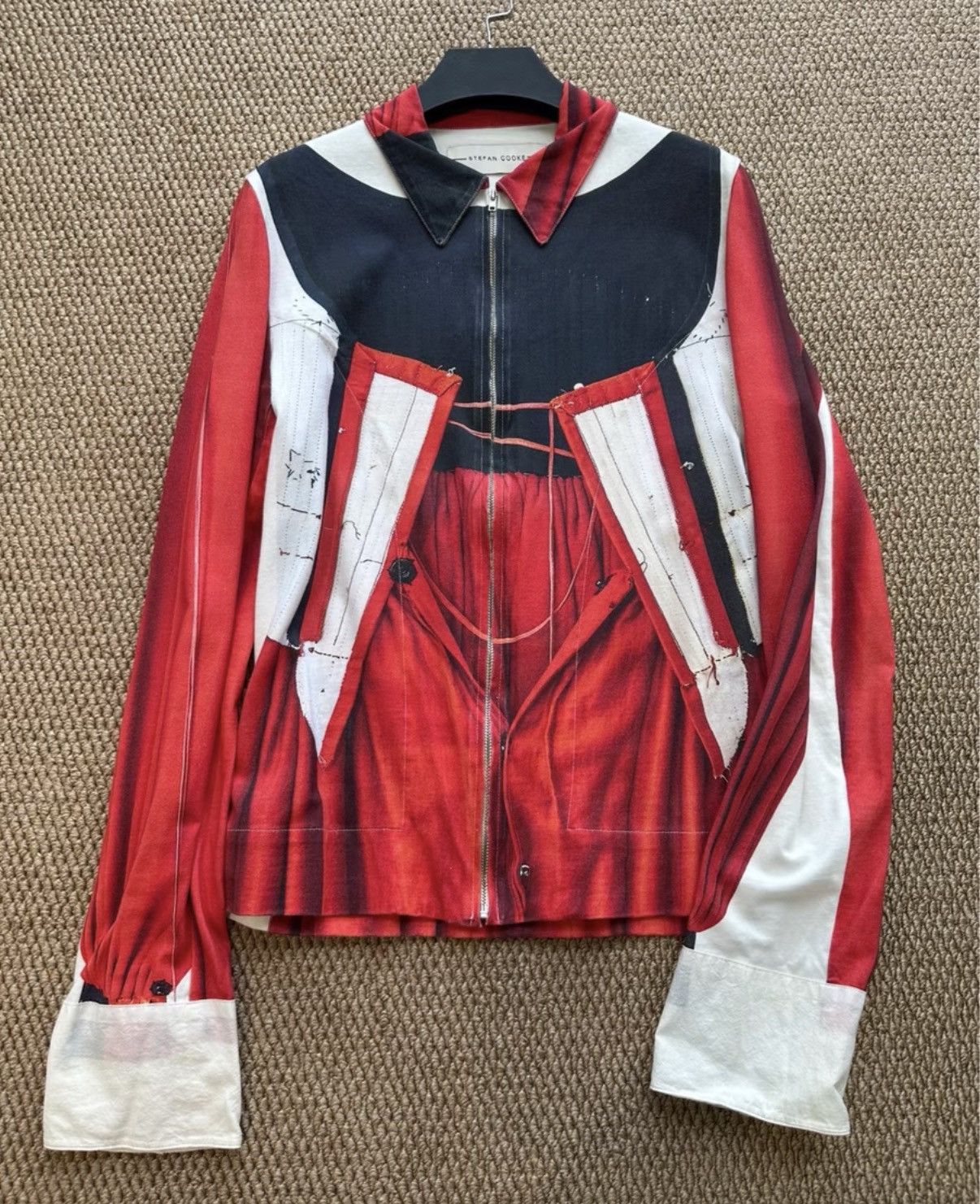 Stefan Cooke Stefan Cooke Red & Black Fake Two-Piece Print Jacket K23 Size US S / EU 44-46 / 1 - 1 Thumbnail