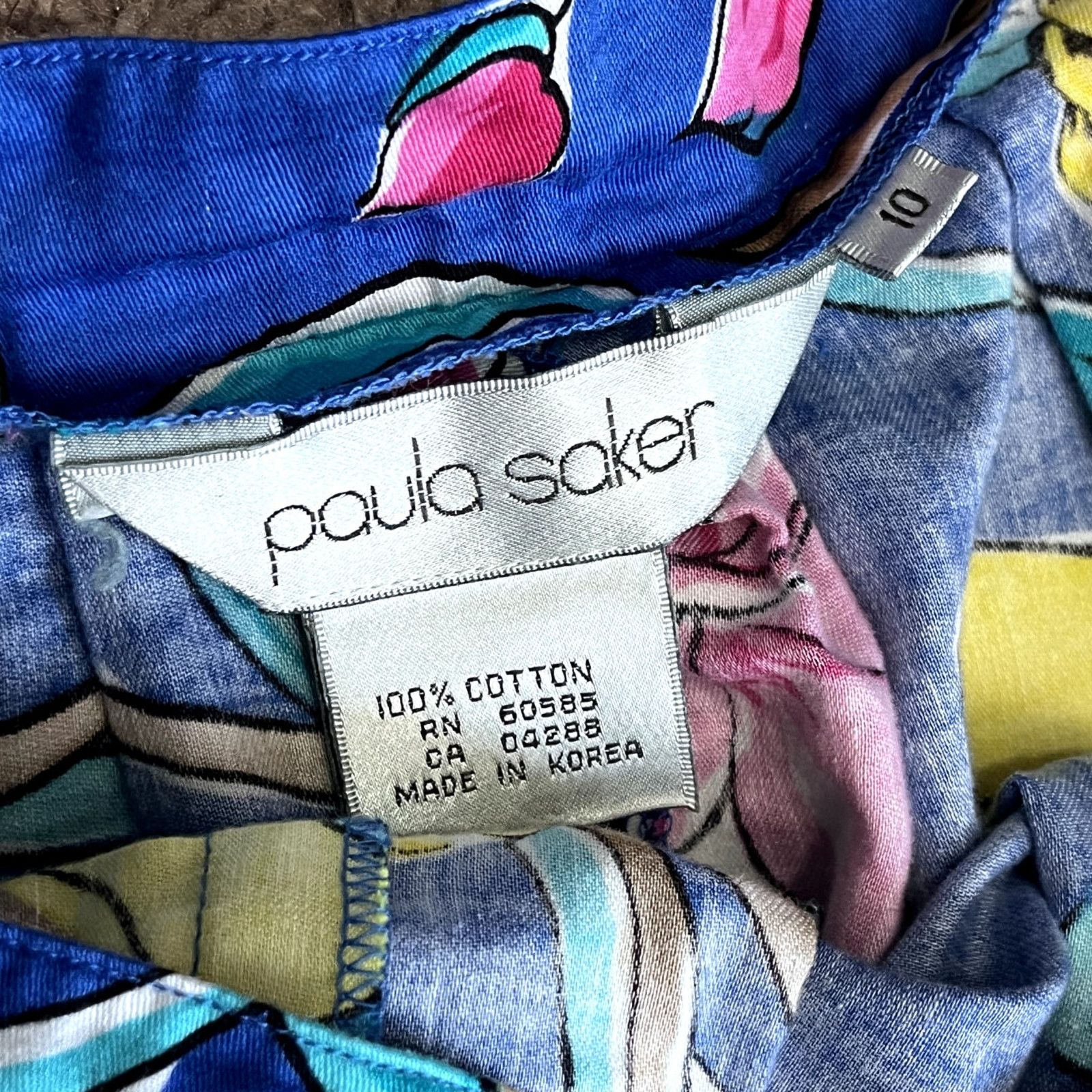Vintage Vintage Vibrant Paula Saker Pineapple Floral Skirt 10 Size 32" / US 10 / IT 46 - 2 Thumbnail