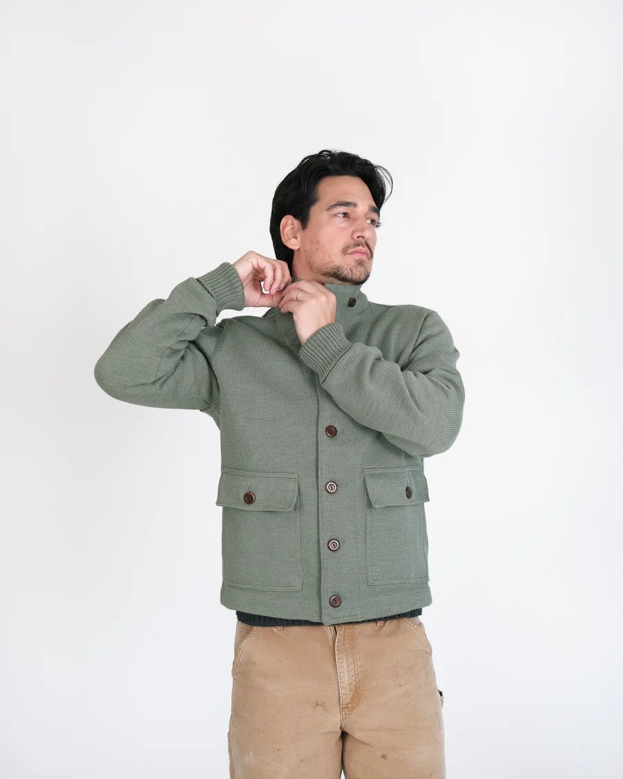 Dehen 1920 💚 Dehen 1920 Submariner Sweater Coat Sage Large NEW Size US L / EU 52-54 / 3 - 5 Thumbnail