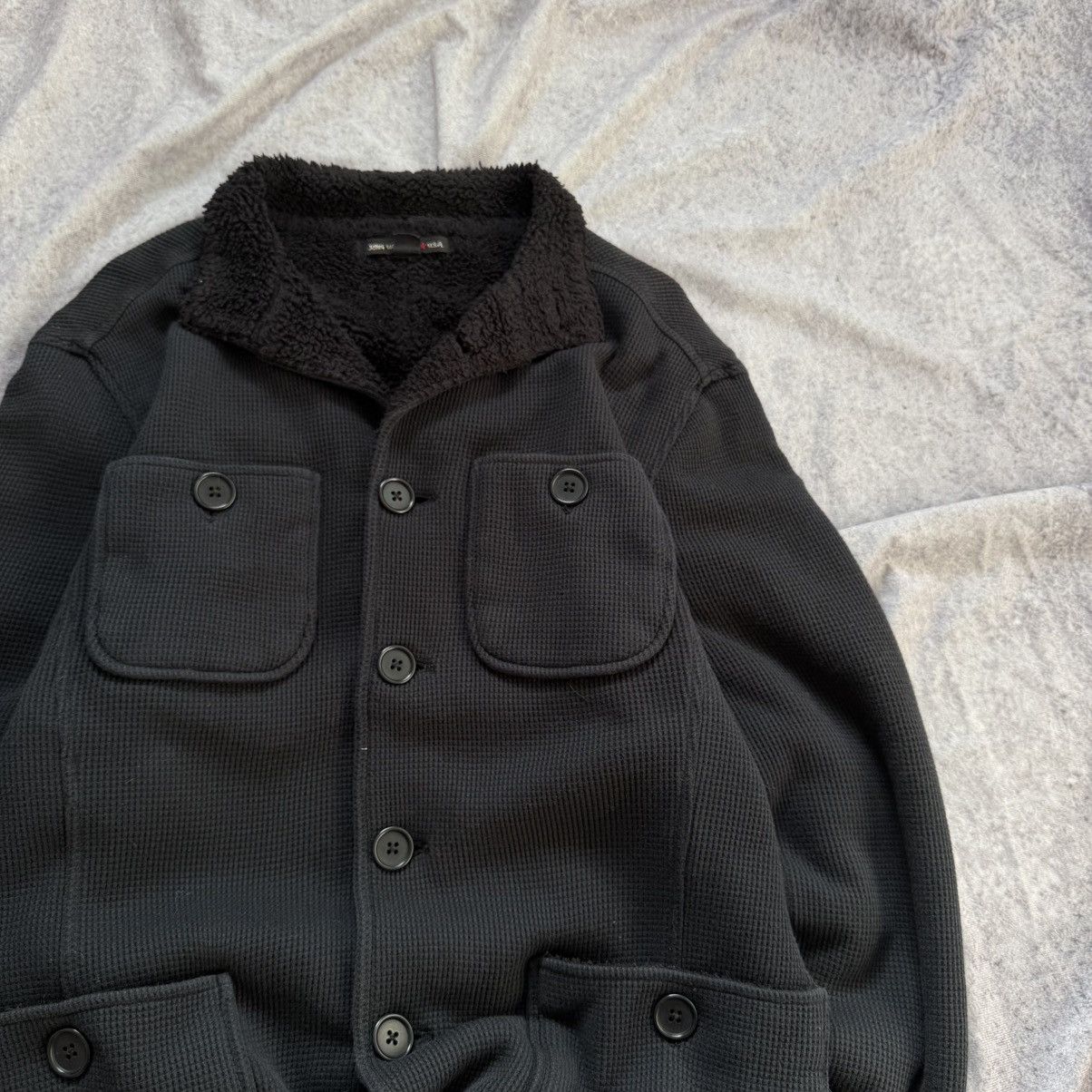 John Varvatos John Varvatos USA Black Waffle Knit Utility Sherpa Jacket Size US S / EU 44-46 / 1 - 4 Thumbnail
