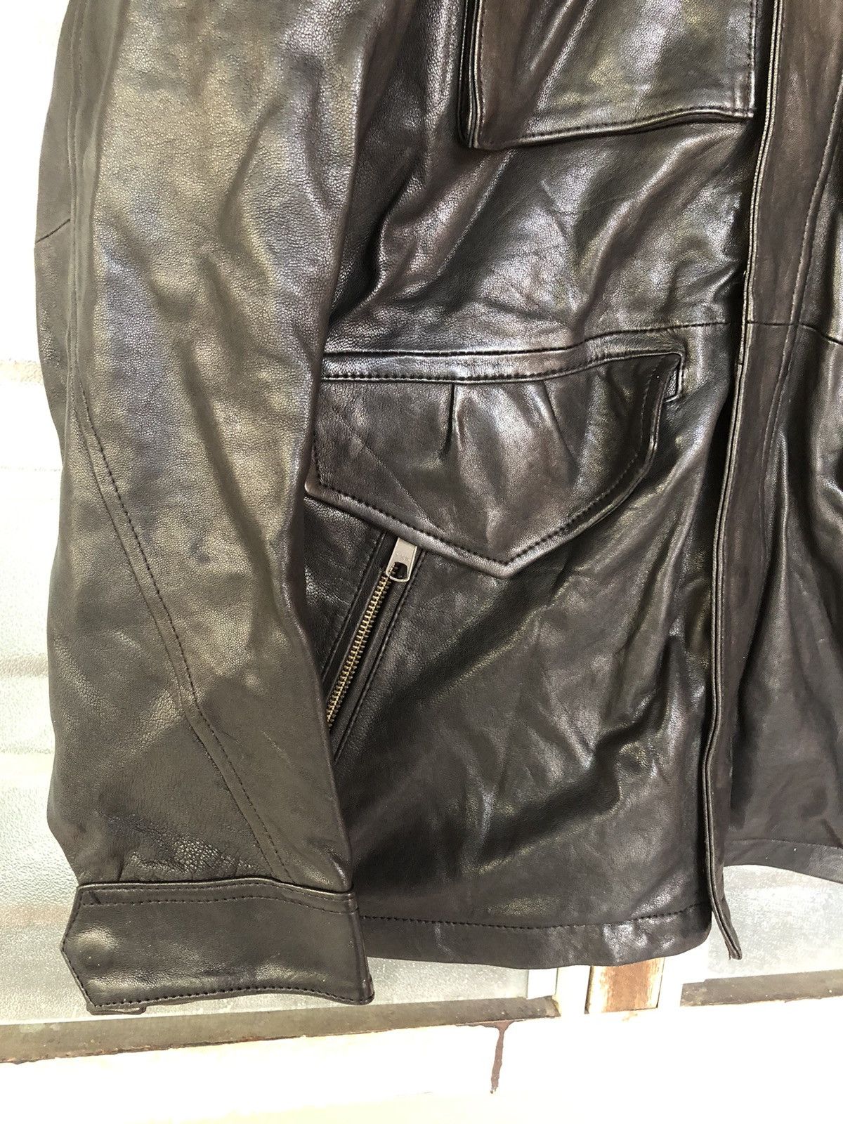 If Six Was Nine × Japanese Brand × Le Grande Bleu (L.G.B.) Rattle Trap Biker Sheepskin Leather Jacket Size US M / EU 48-50 / 2 - 4 Thumbnail