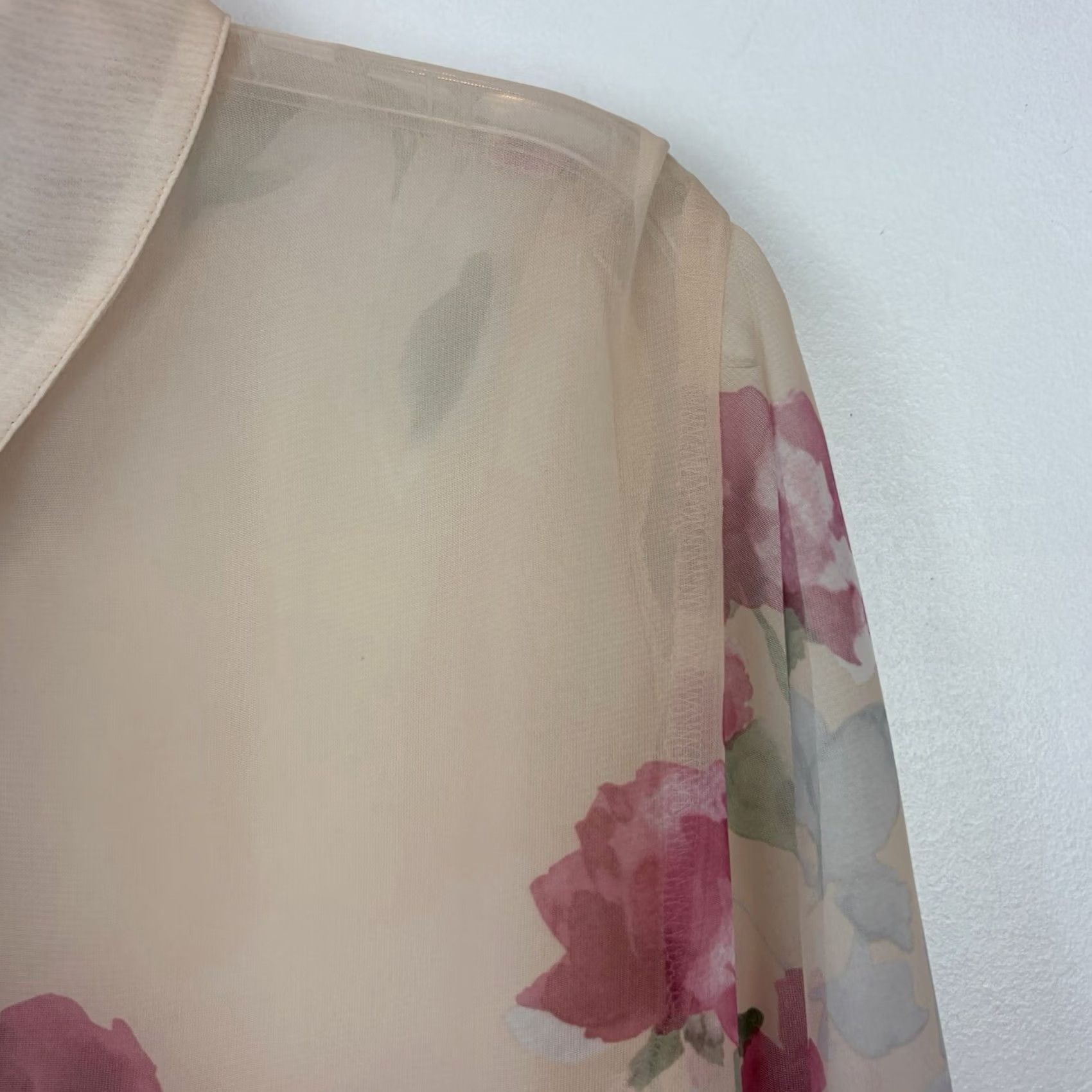 Vintage VINTAGE Boho Flowy Floral Sheer Chiffon Top Career Romantic Large Womens Size L / US 10 / IT 46 - 3 Thumbnail