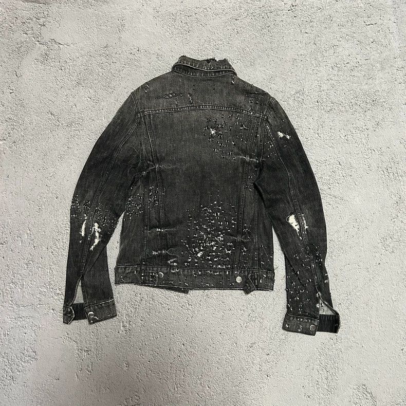 Amiri AMIRI bullet hole damage washed black denim jacket-2506 Size US S / EU 44-46 / 1 - 6 Thumbnail