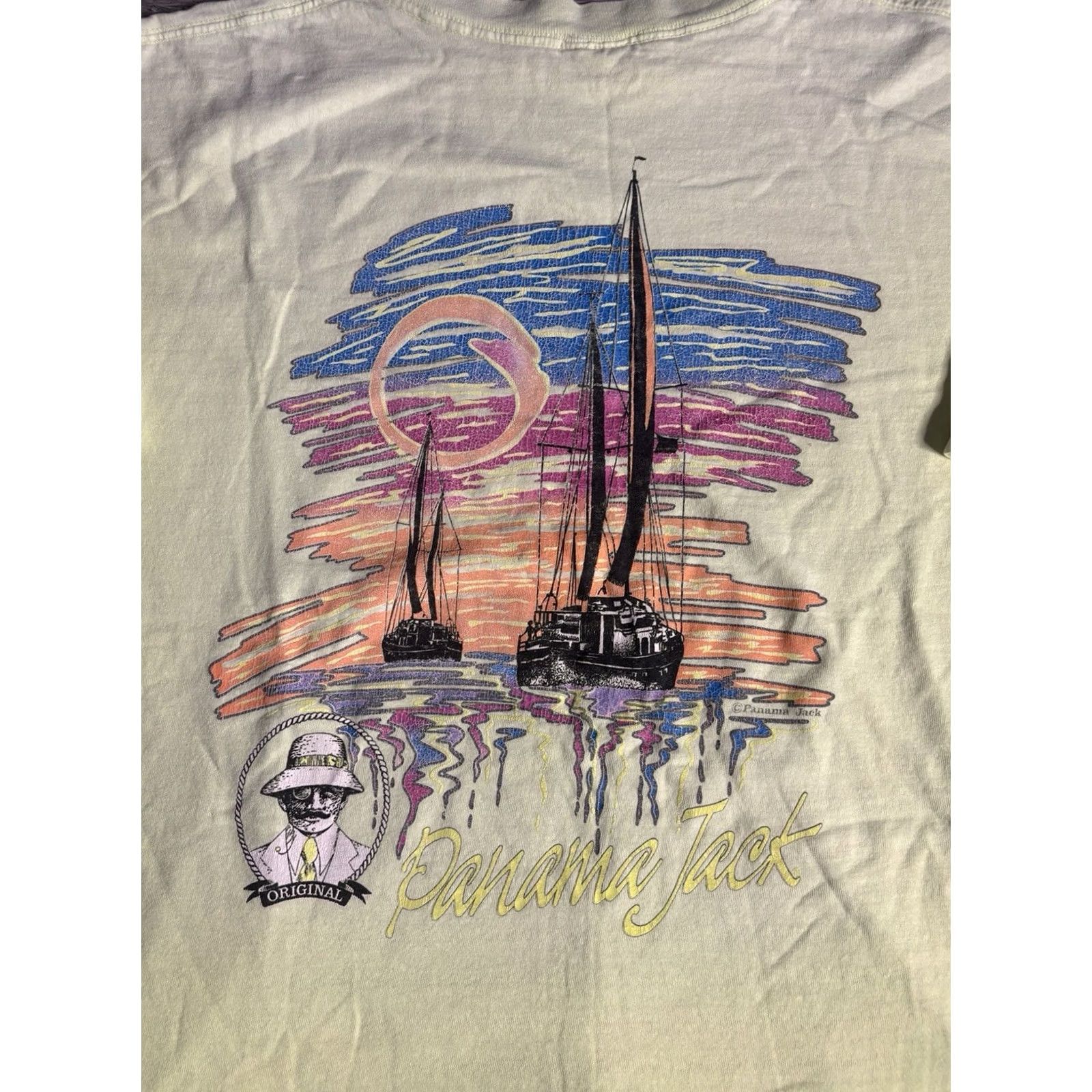 Vintage VINTAGE Panama Jack Shirt Mens XL Yellow Graphic Tee T-Shirt Screen Stars 90s Size US XL / EU 56 / 4 - 2 Thumbnail