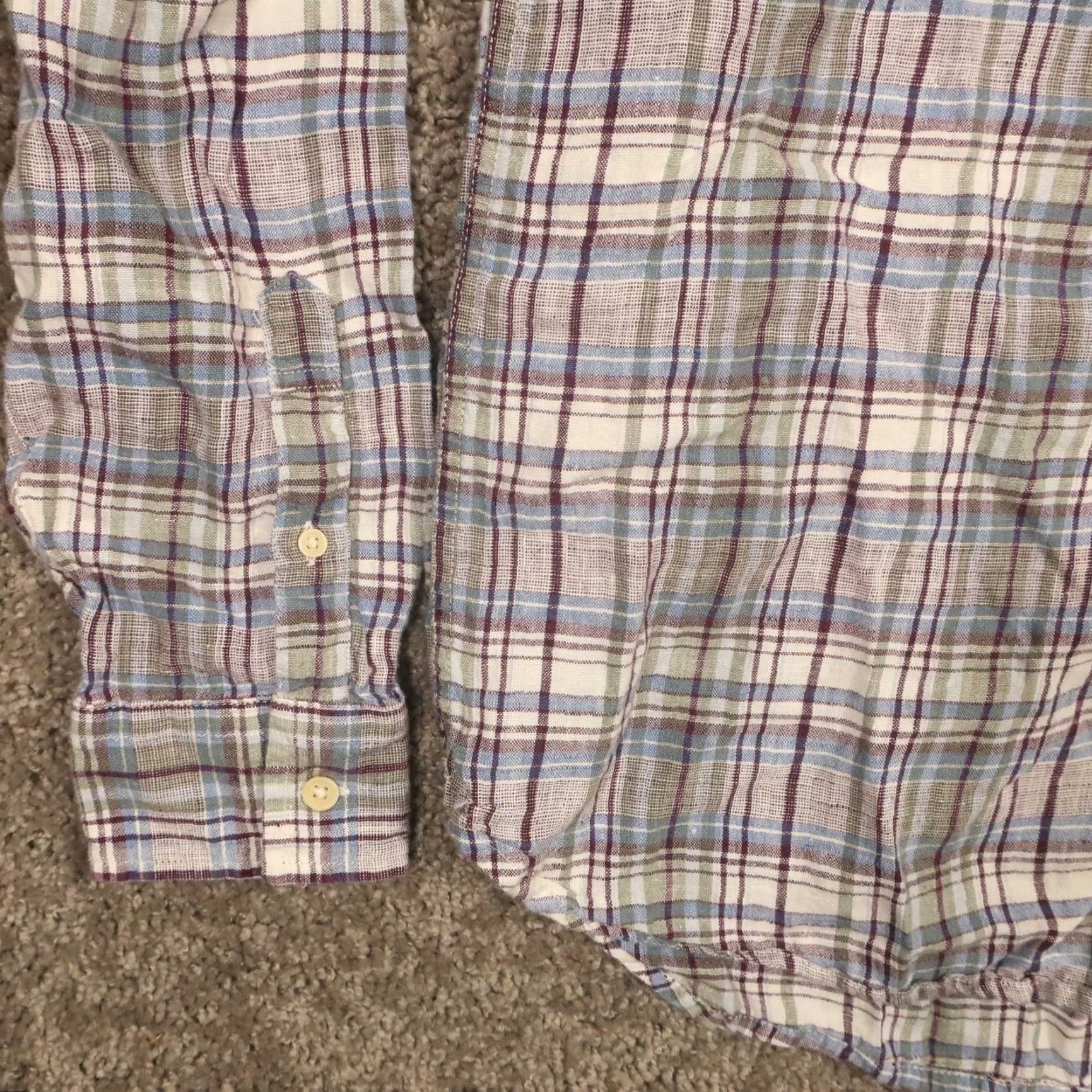 Lucky Brand Lucky Brand Linen Shirt Mens L Multicolor Plaid Button Up Long Sleeve EUC Size US L / EU 52-54 / 3 - 5 Thumbnail