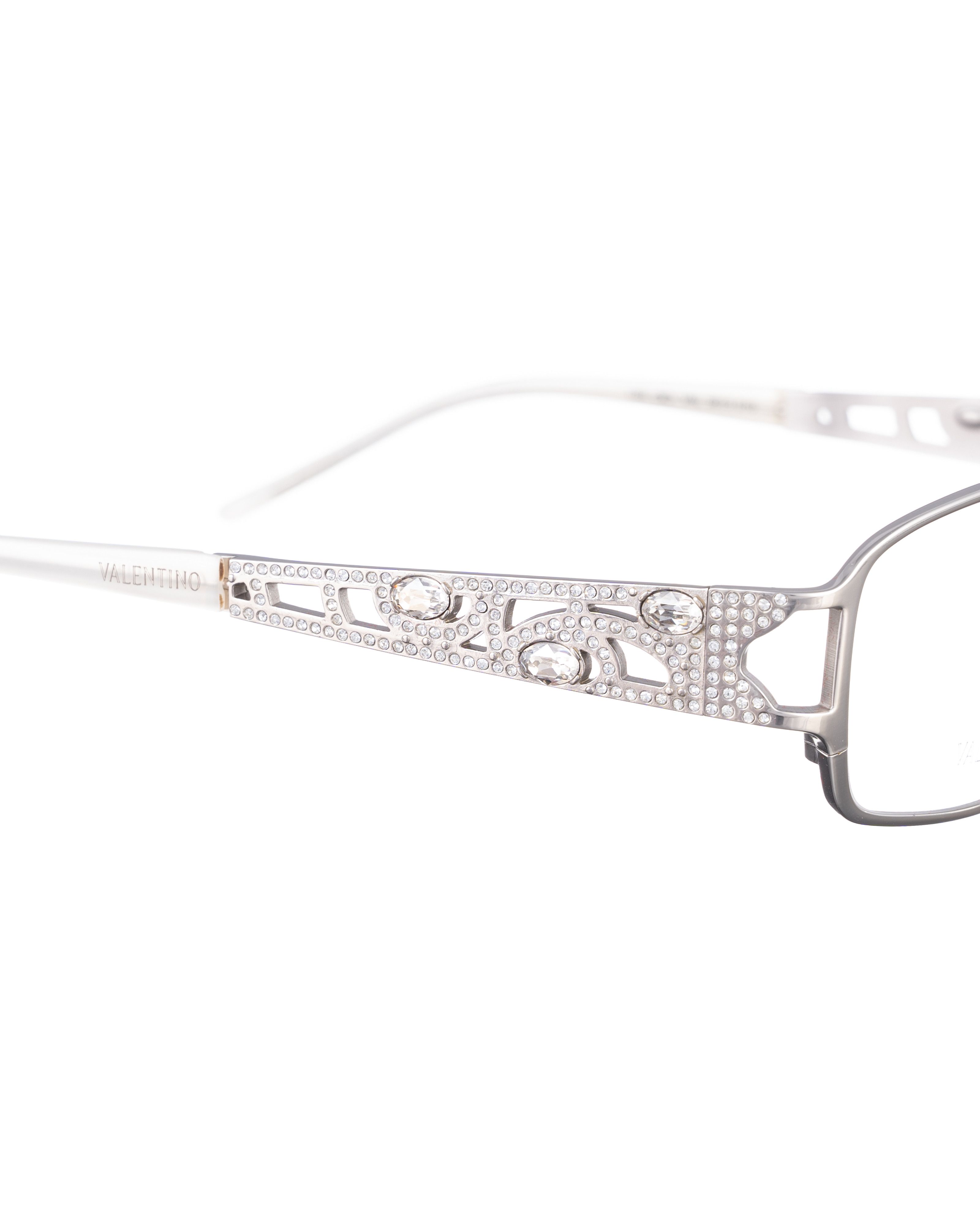 Valentino Valentino 00s Silver & White Glasses with Rhinestones Size ONE SIZE - 1 Thumbnail