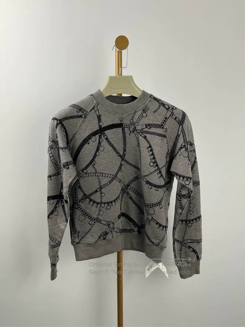 Hermes Grey Full Print Crewneck Sweater