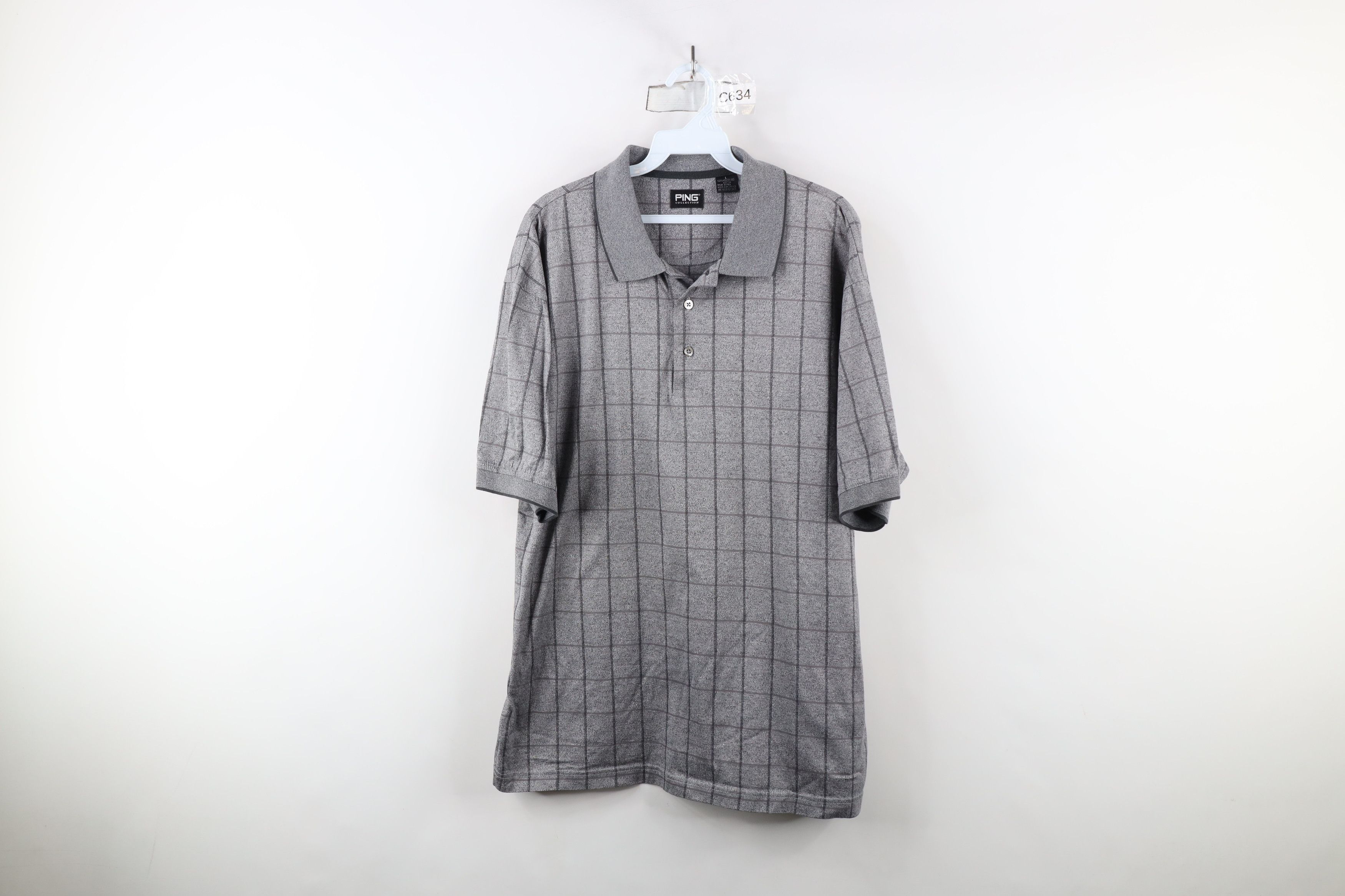 PING × Vintage Vintage 90s Ping Golf Knit Collared Golfing Polo Shirt Gray Size US L / EU 52-54 / 3 - 1 Thumbnail