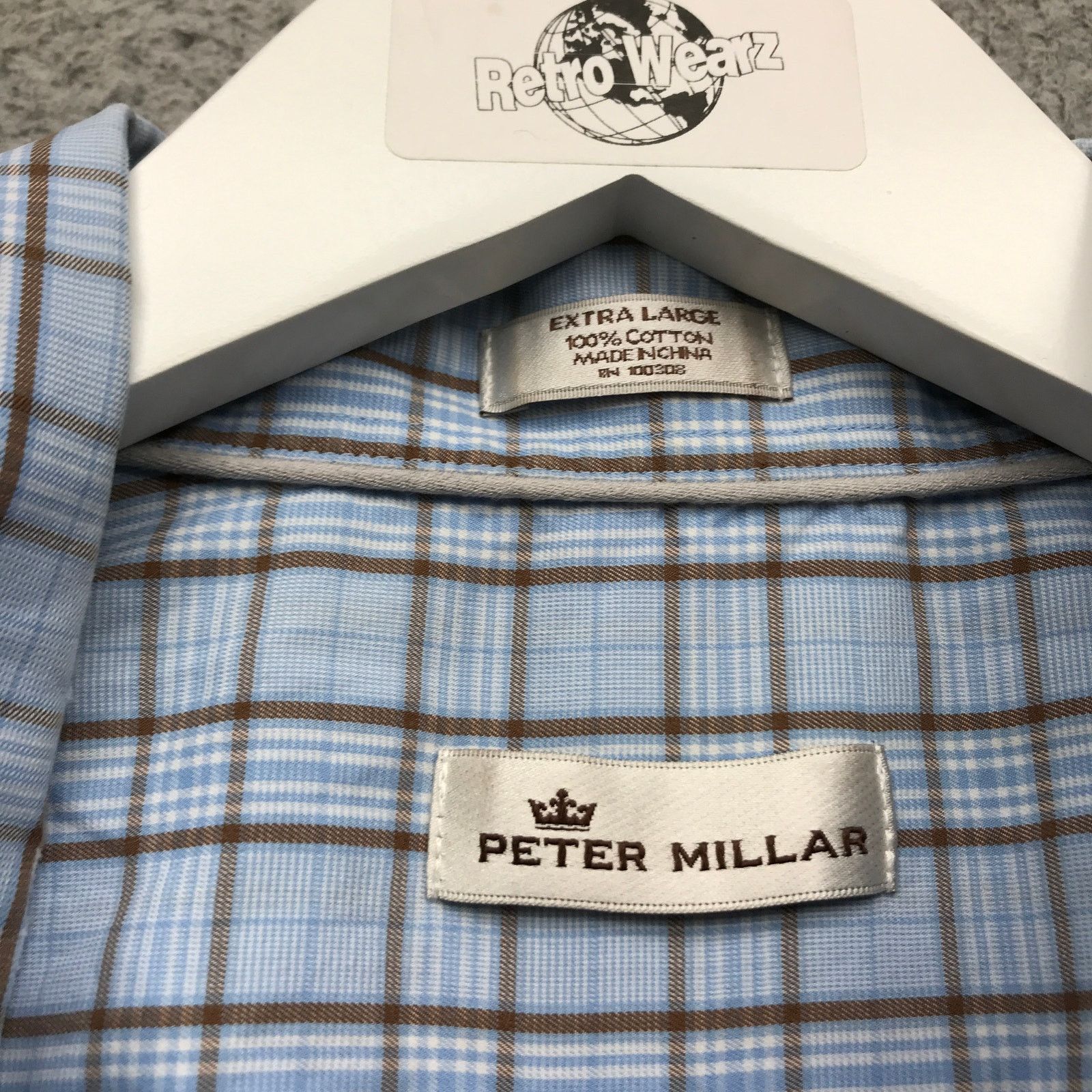 Peter Millar Peter Millar Button Down Dress Shirt Men XL Blue Plaid Check Size US XL / EU 56 / 4 - 4 Thumbnail