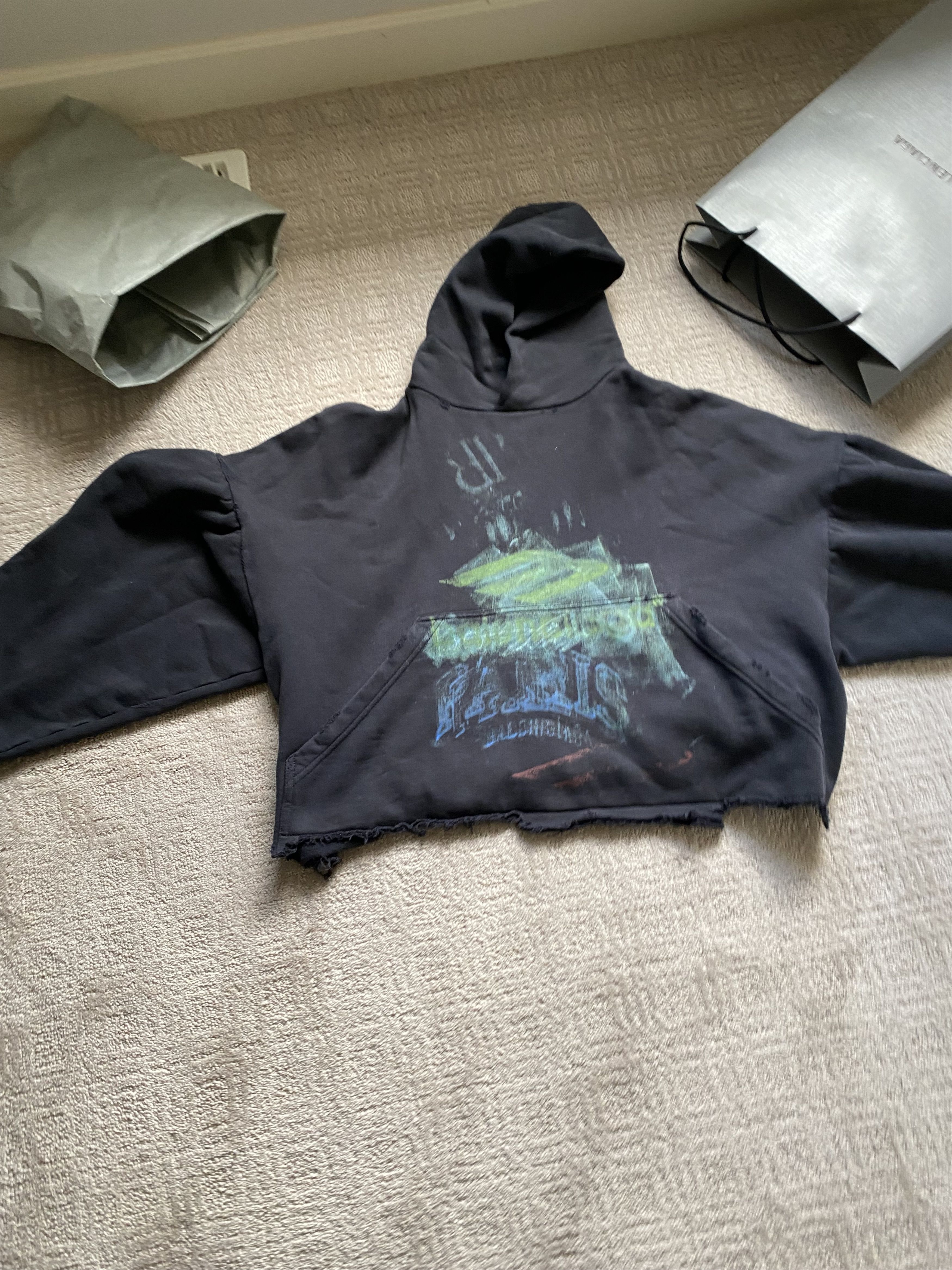 Balenciaga DIY Imprint Cropped Hoodie Size US XS / EU 42 / 0 - 1 Thumbnail