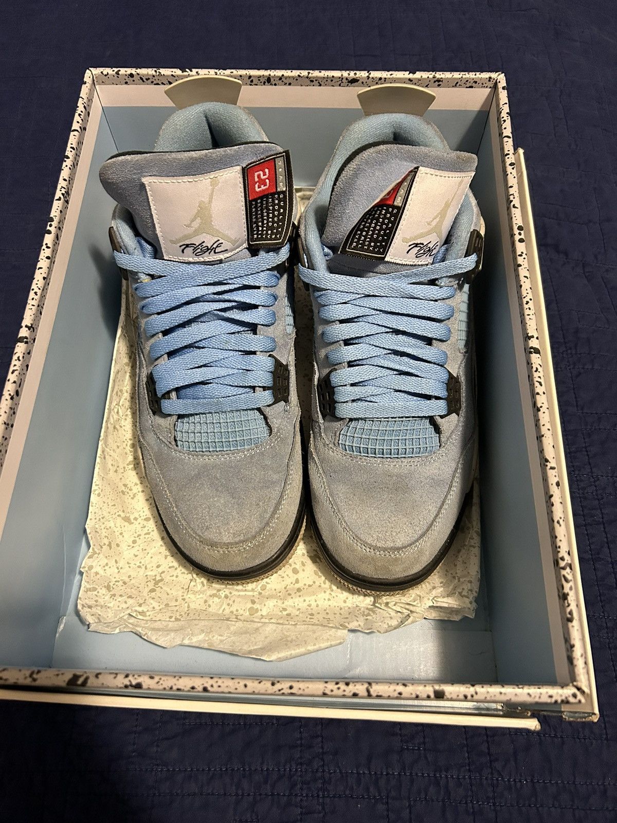 image of Jordan Nike Air Jordan 4 Retro Unc Shoes in Blue, Men's (Size 9)