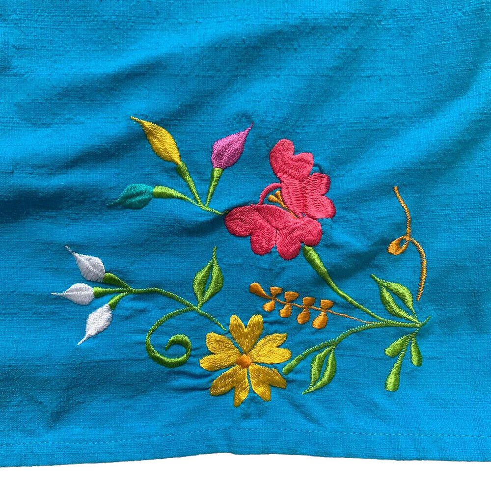 Designer Pre Owned Blue Hand Made Embroidered Flower Dress M Size M / US 6-8 / IT 42-44 - 6 Thumbnail