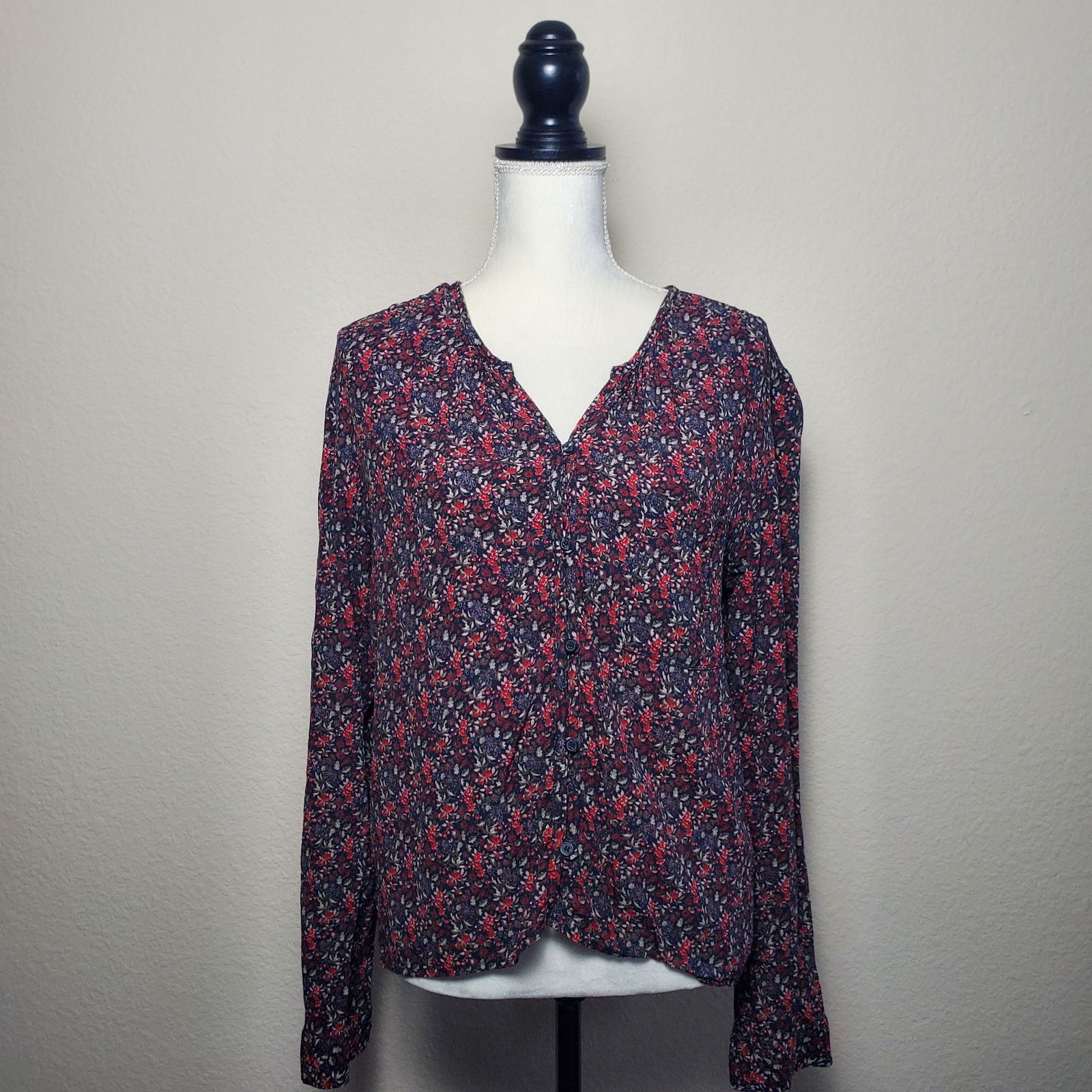 J.Crew Treasure & Bond Black Floral Blouse Medium Size M / US 6-8 / IT 42-44 - 1 Thumbnail