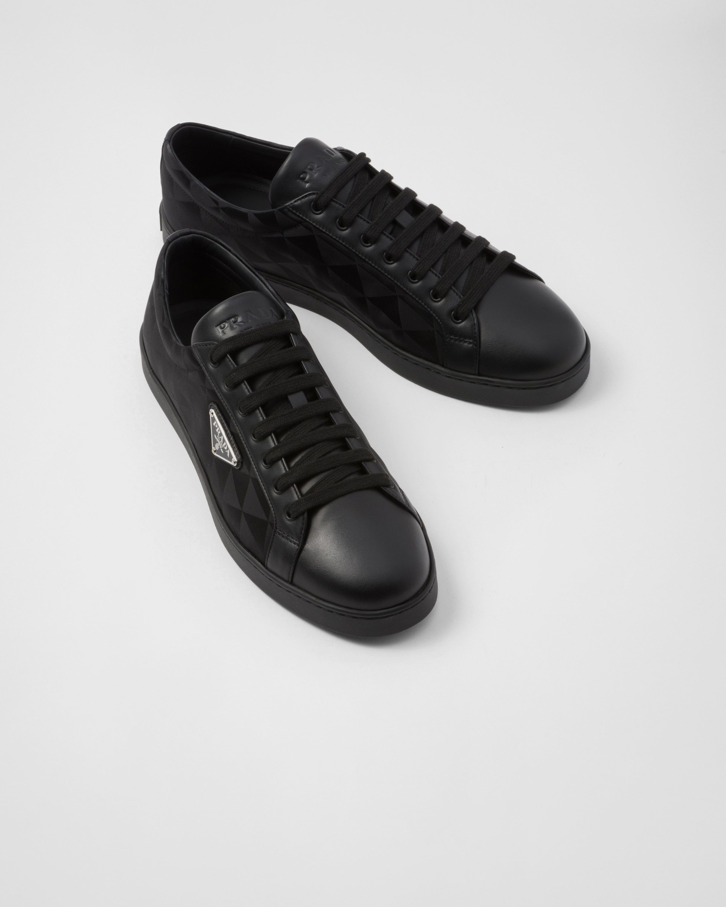 Prada o1la1rc1a0925 Leather and Re-Nylon Sneakers in Black Size US 8 / EU 41 - 4 Thumbnail