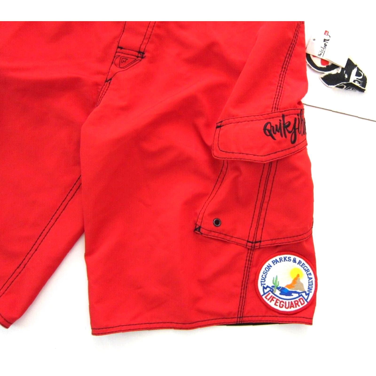 Quiksilver VINTAGE Quiksilver Board Short Mens 32 Red Pocket Lifeguard Beach Pockets Quick Dry 90s Size US 32 / EU 48 - 8 Thumbnail