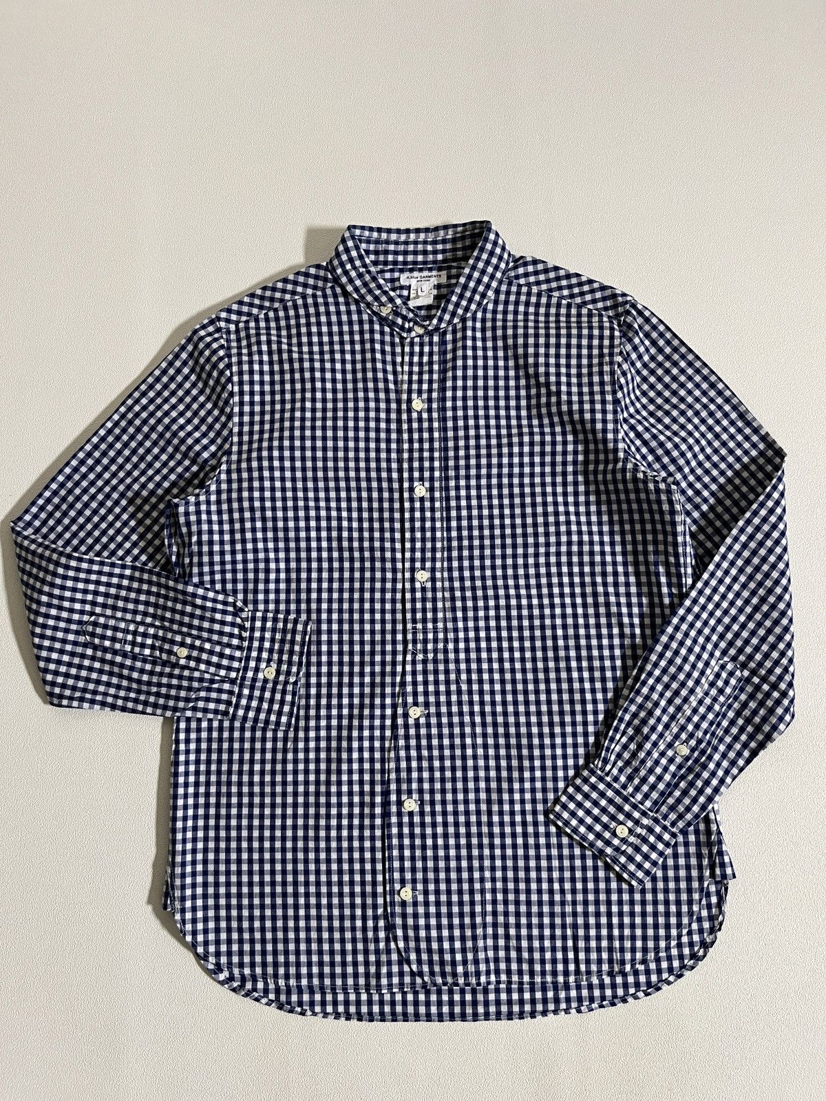 Engineered Garments A Blue Garments Round Collar Gingham Check Field Shirt Size US L / EU 52-54 / 3 - 4 Thumbnail