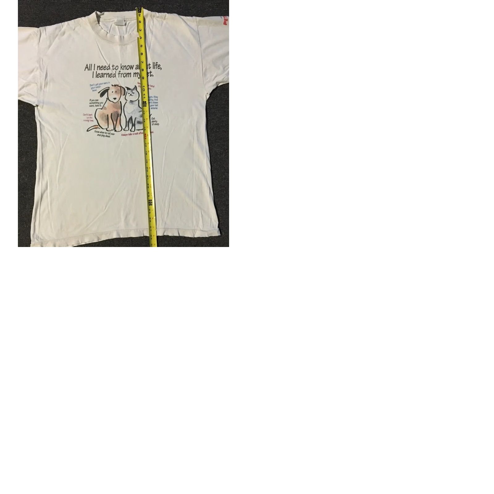 Vintage VINTAGE 90s I Learned From My Pet Thrashed Faded Shirt M White Short Sleeve Mens T-Shirt Dog Cat Grunge Hip Hop Pet Humor Size US M / EU 48-50 / 2 - 10 Thumbnail