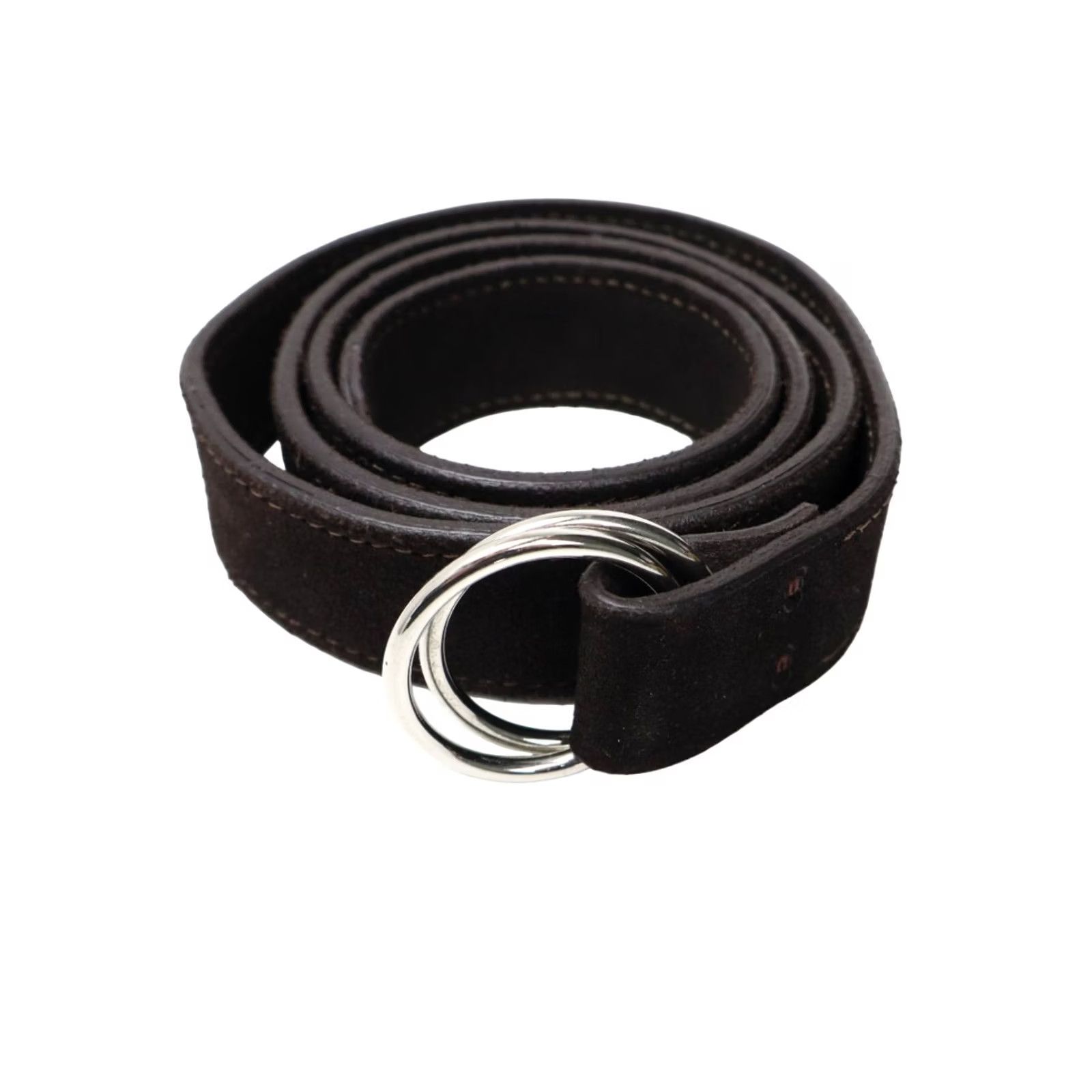 Suitsupply Suitsupply Belt Men's 85/34 Suede Leather Round Double Buckle Brown Belt Size ONE SIZE - 2 Thumbnail