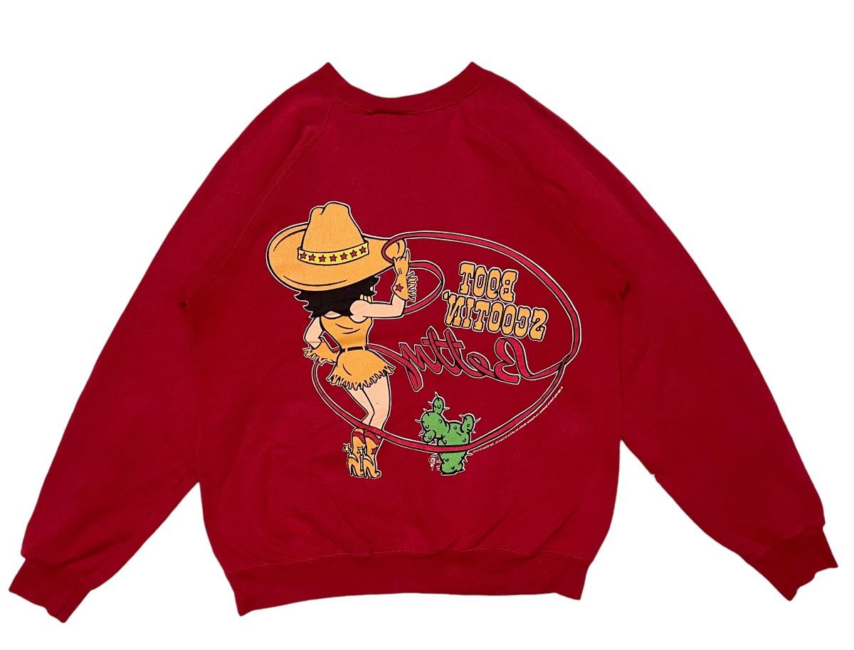 Vintage 1993 BETTY BOOP COWBOY MIRROR PRINT SWEATSHIRT RARE DESIGN Size US M / EU 48-50 / 2 - 3 Thumbnail