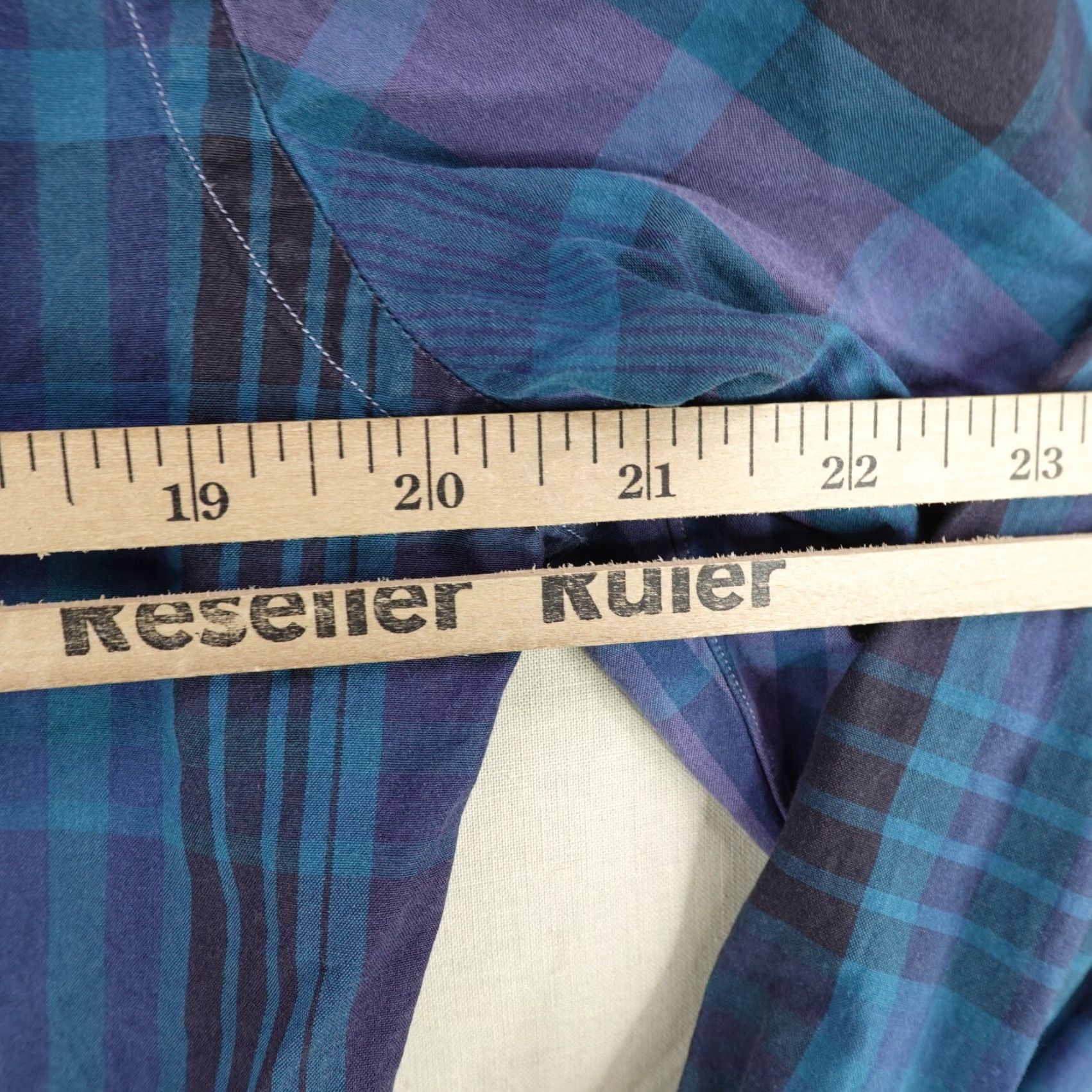 EIDOS Napoli Blue Plaid Button Up Shirt Mens Medium Long Sleeve