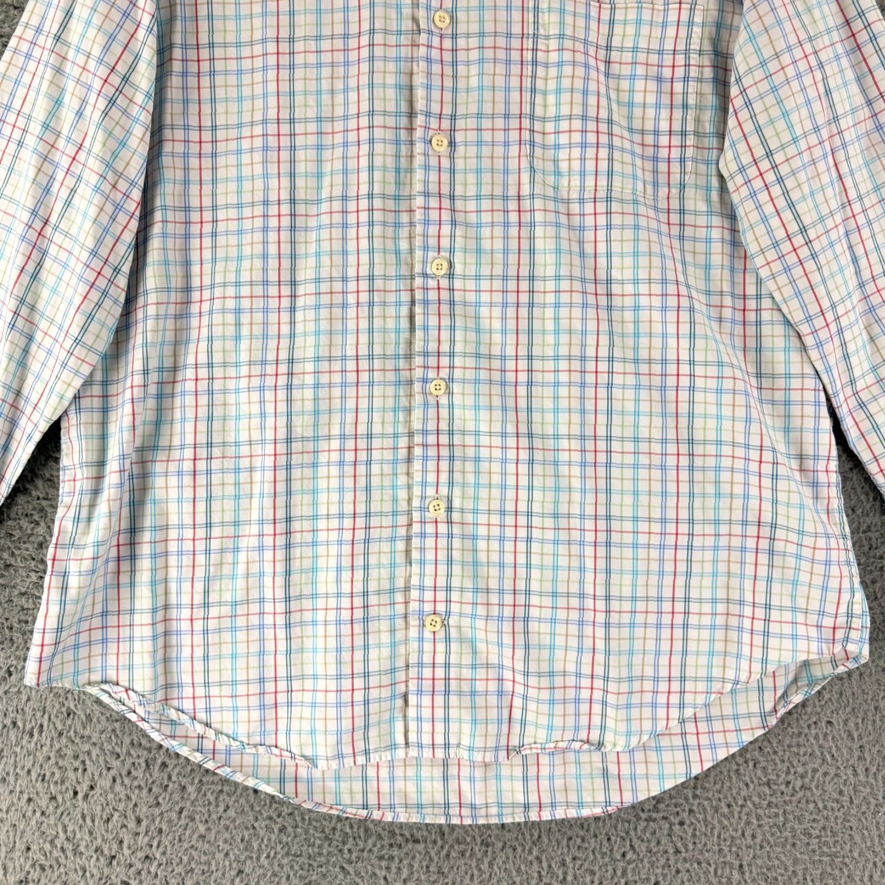 Peter Millar Peter Millar Crown Soft Button-Up Shirt Mens Large White Plaid Cotton Silk LS Size US L / EU 52-54 / 3 - 4 Thumbnail