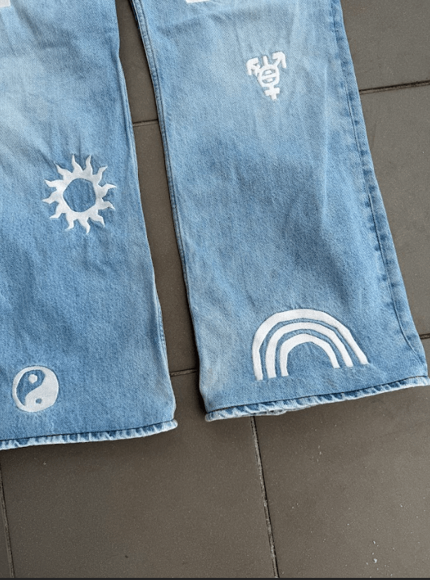 Acne Studios Acne Studios 2021M Light Blue Embroidery hippie denim jeans Size US 29 - 8 Thumbnail