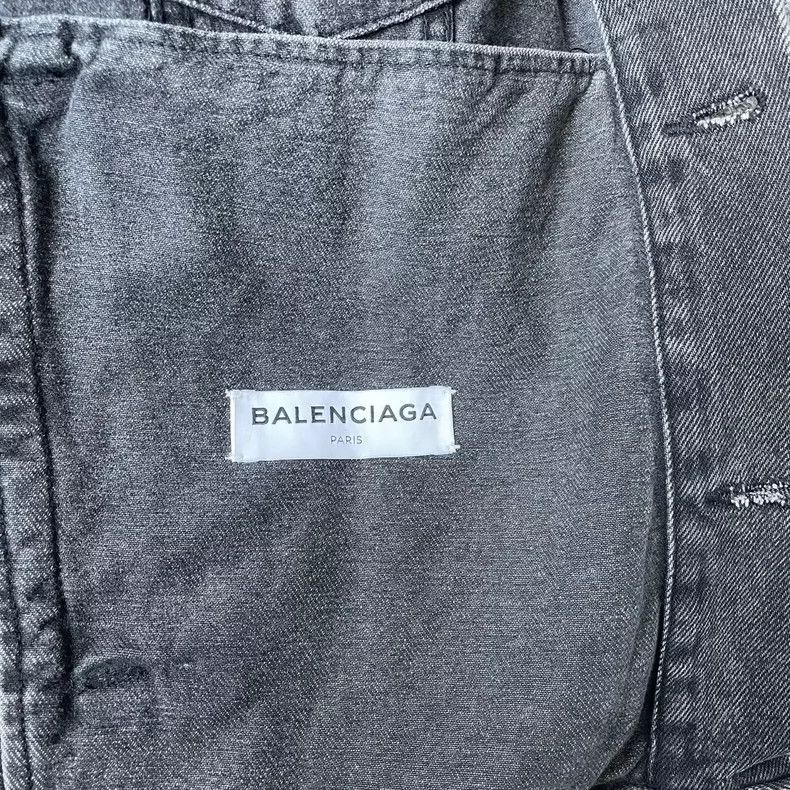 Balenciaga Balenciaga Grey logo print water-washed distressed denim j Size US XXS / EU 40 - 5 Thumbnail