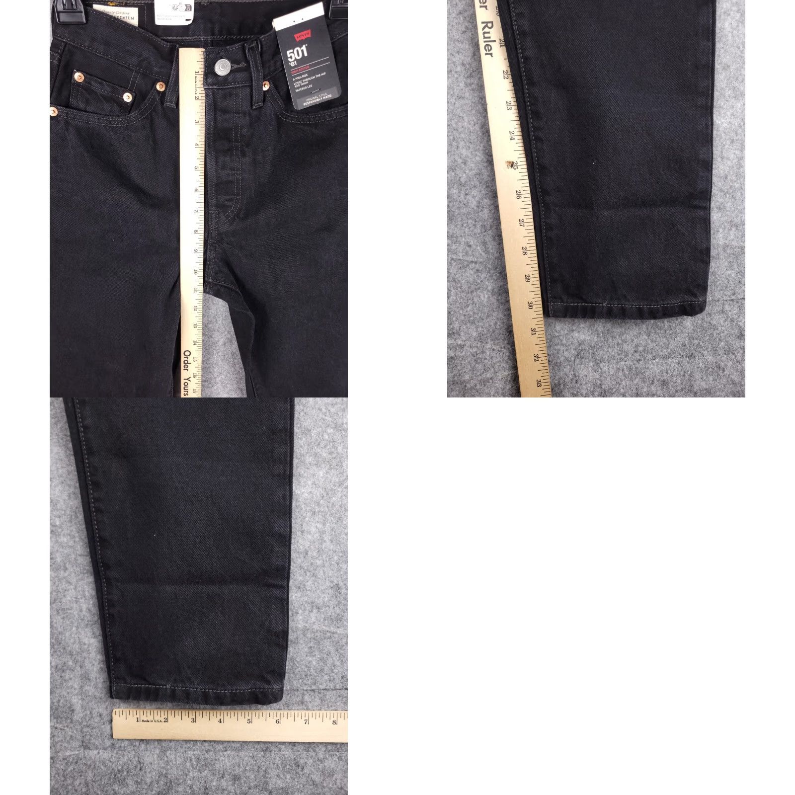 Levi's Levi's 501 '81 Jeans Women's 24 x 31 High Rise Tapered Black Denim NWT Regular Stretch Size 42" / US 20 - 8 Thumbnail