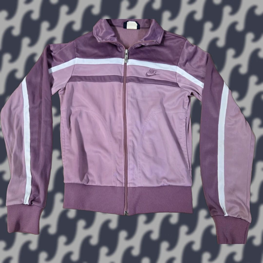 Nike VINTAGE Nike Jacket Womens S Purple White Stripe Track Zip Made in Japan 80s Size S / US 4 / IT 40 - 1 Thumbnail