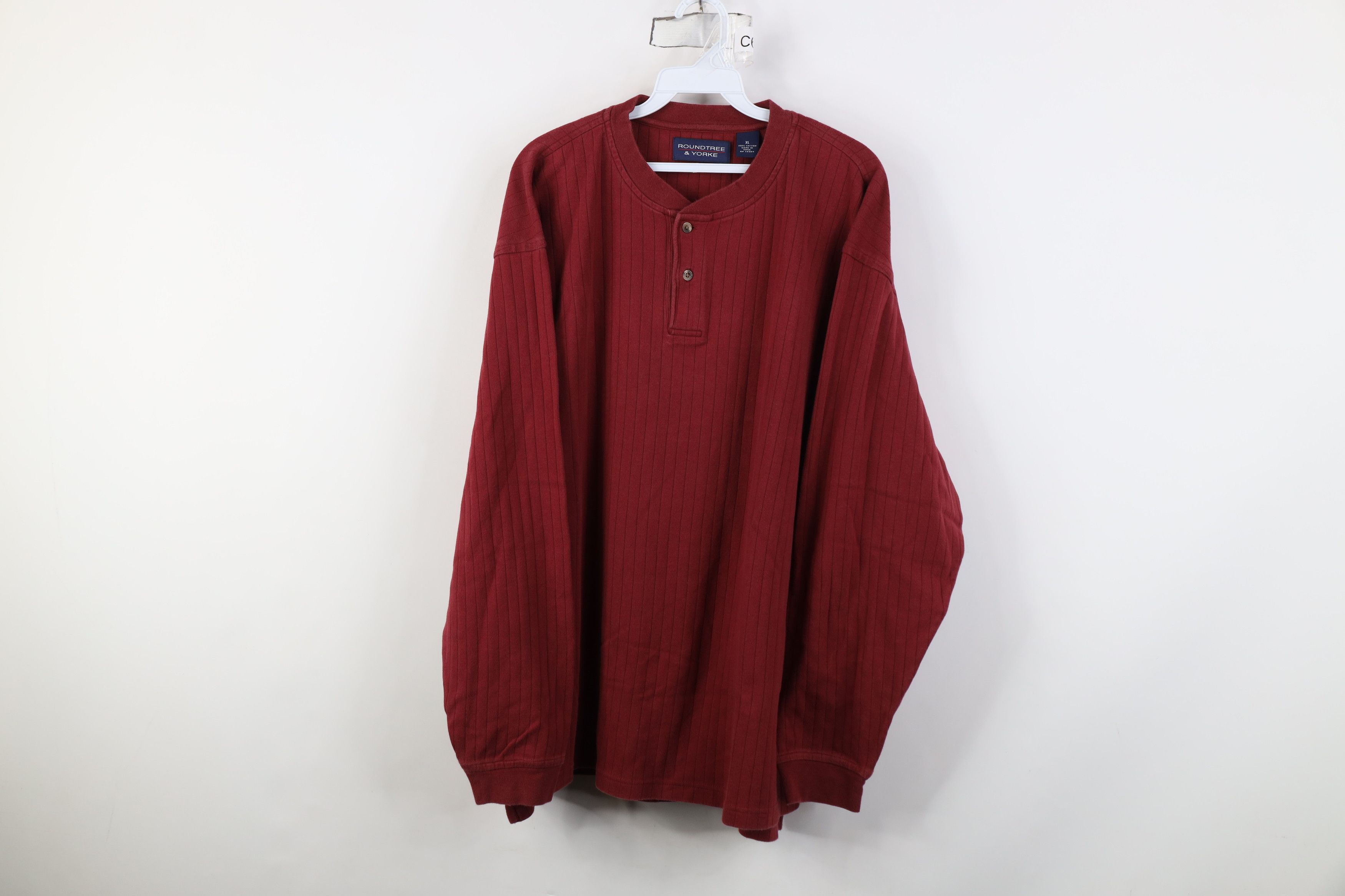 Vintage Vintage 90s Streetwear Heavy Ribbed Henley T-Shirt Red Size US XL / EU 56 / 4 - 1 Thumbnail