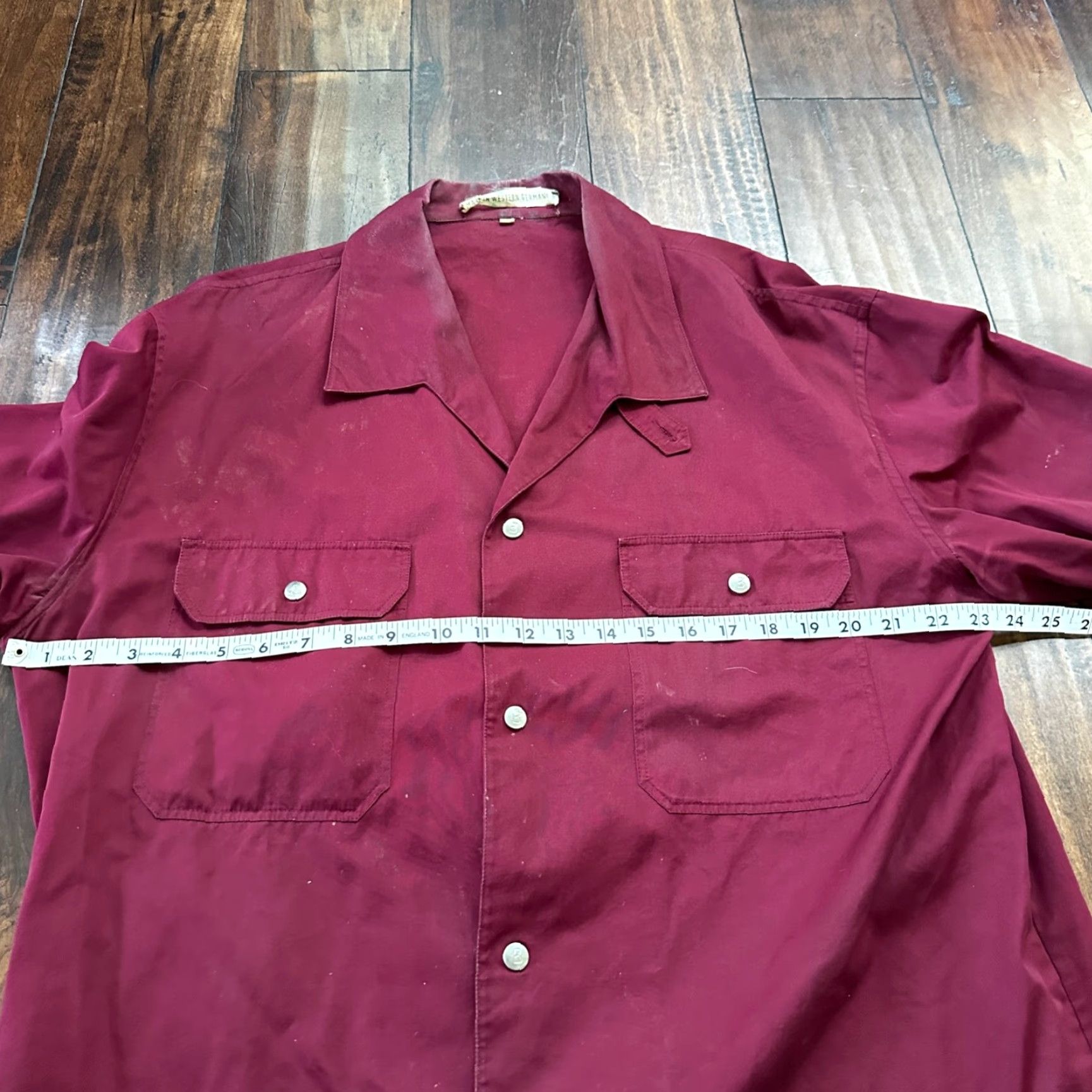 Bogner VINTAGE Bogner Jacket Shirt Men 44 Maroon Plaid 60s Rockabilly Long Sleeve Button Snap Cotton Flannel Size US XXL / EU 58 / 5 - 7 Thumbnail