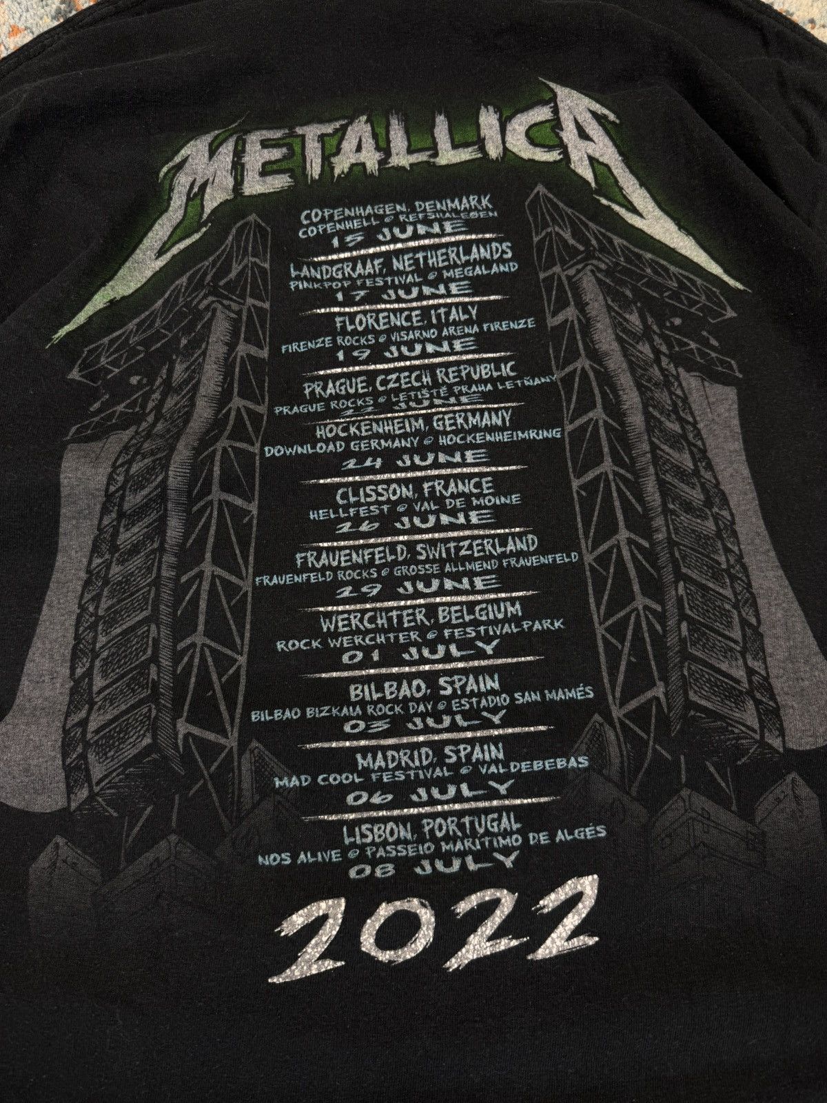 Metallica Metallica 2022 europe tour graphic band tee official merch Size US XL / EU 56 / 4 - 8 Thumbnail