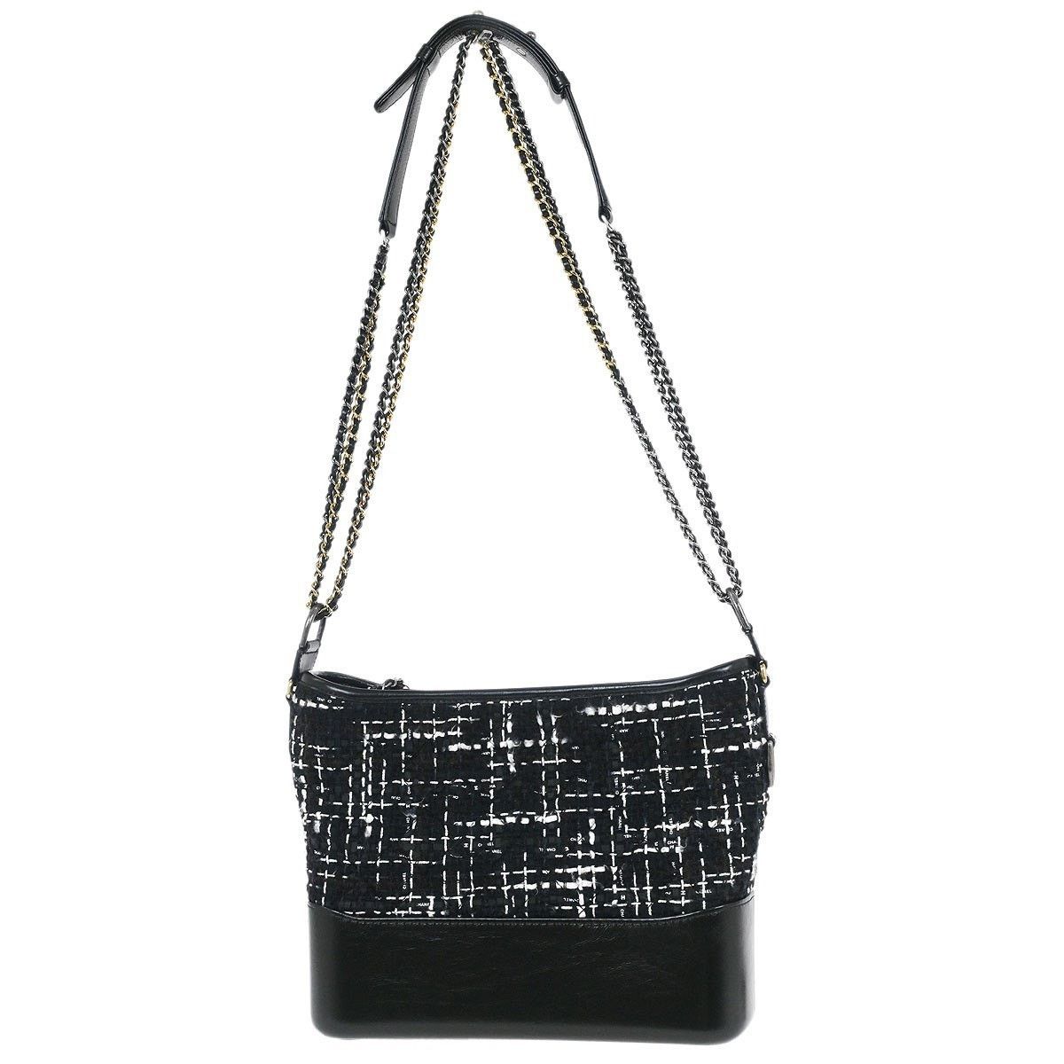 Chanel Chanel Quilted Tweed Gabrielle And Calfskin Hobo Black Size ONE SIZE - 2 Thumbnail