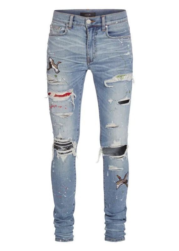 Amiri Amiri “Bird Art Crane Patch” Blue Denim Size US 33 - 1 Thumbnail