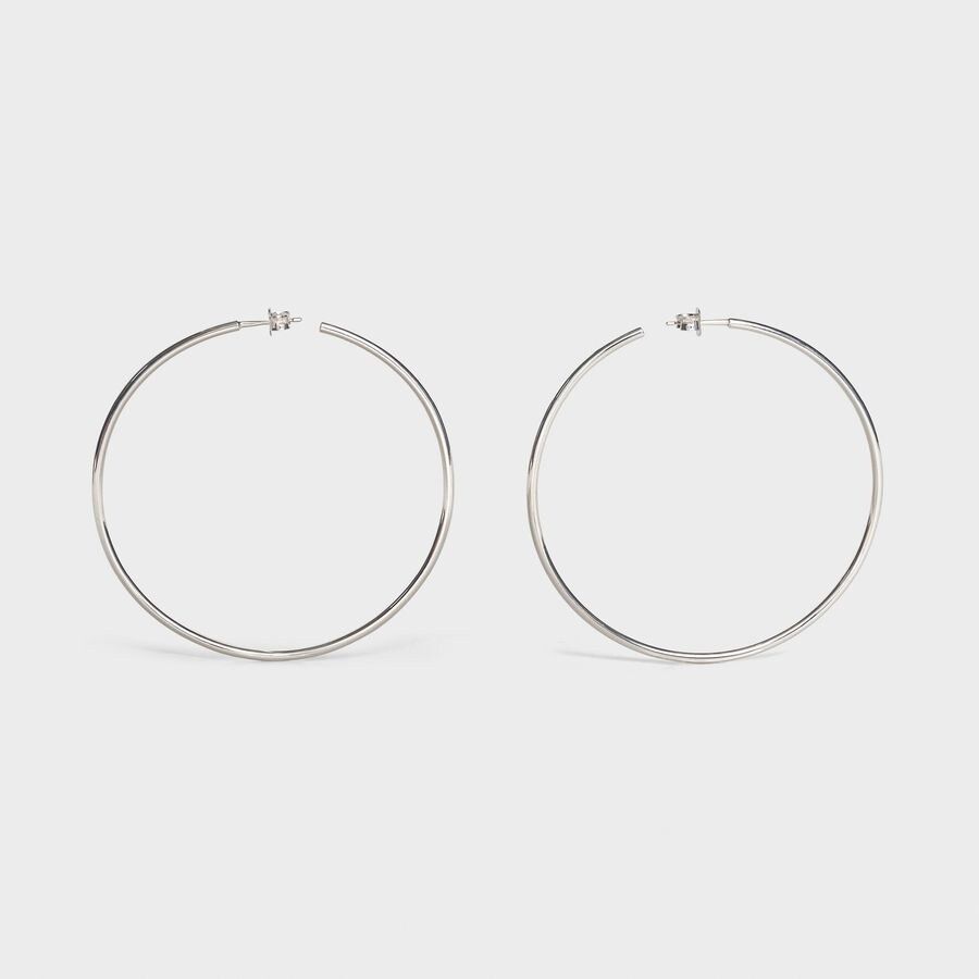 o1loc1c1124 Size:OS / Simple Forms Round Hoops in Silver