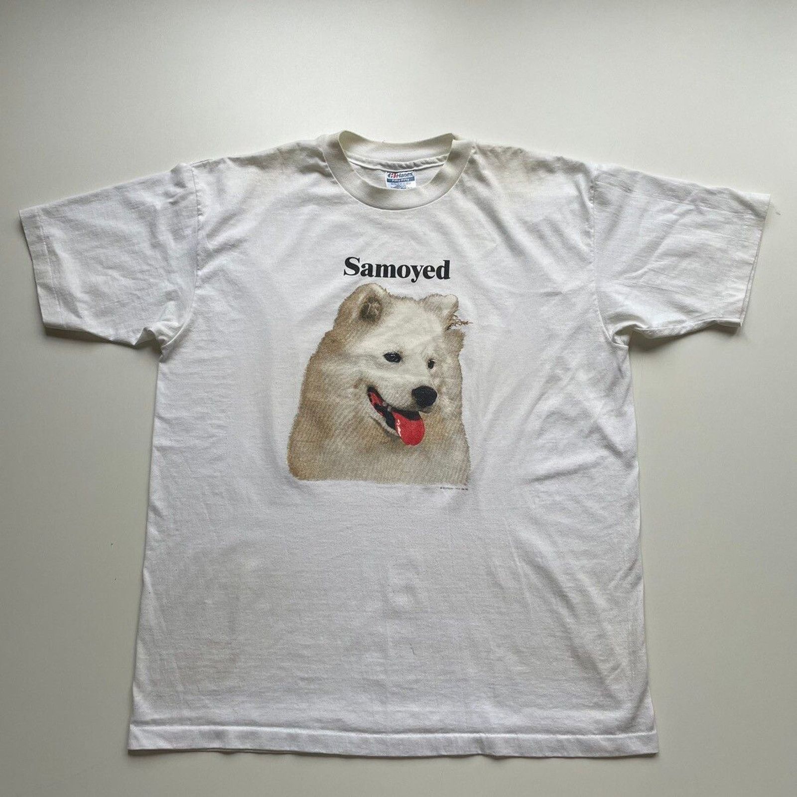 Hanes Vintage 90s Samoyed Dog Animal Art T Shirt XL Made In USA Size US XL / EU 56 / 4 - 1 Thumbnail