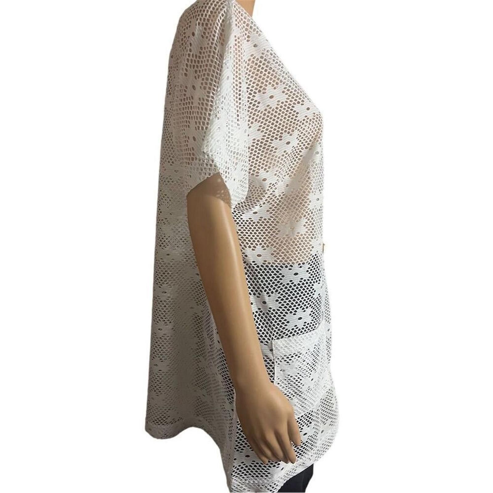 Other White Button-Front Cover-Up S/M Floral Beach Summer Pockets Size ONE SIZE - 4 Thumbnail